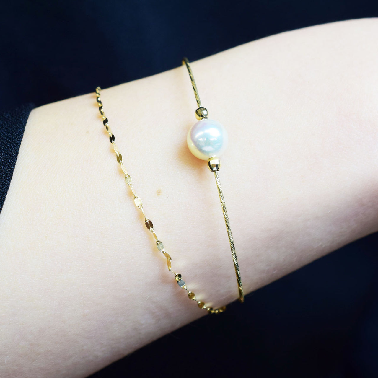 White pink 9mm - 9.5mm Akoya Pearl Cuff Bracelet Japan jewelry 18K 18KYG 18KWG Japanese reenspearl