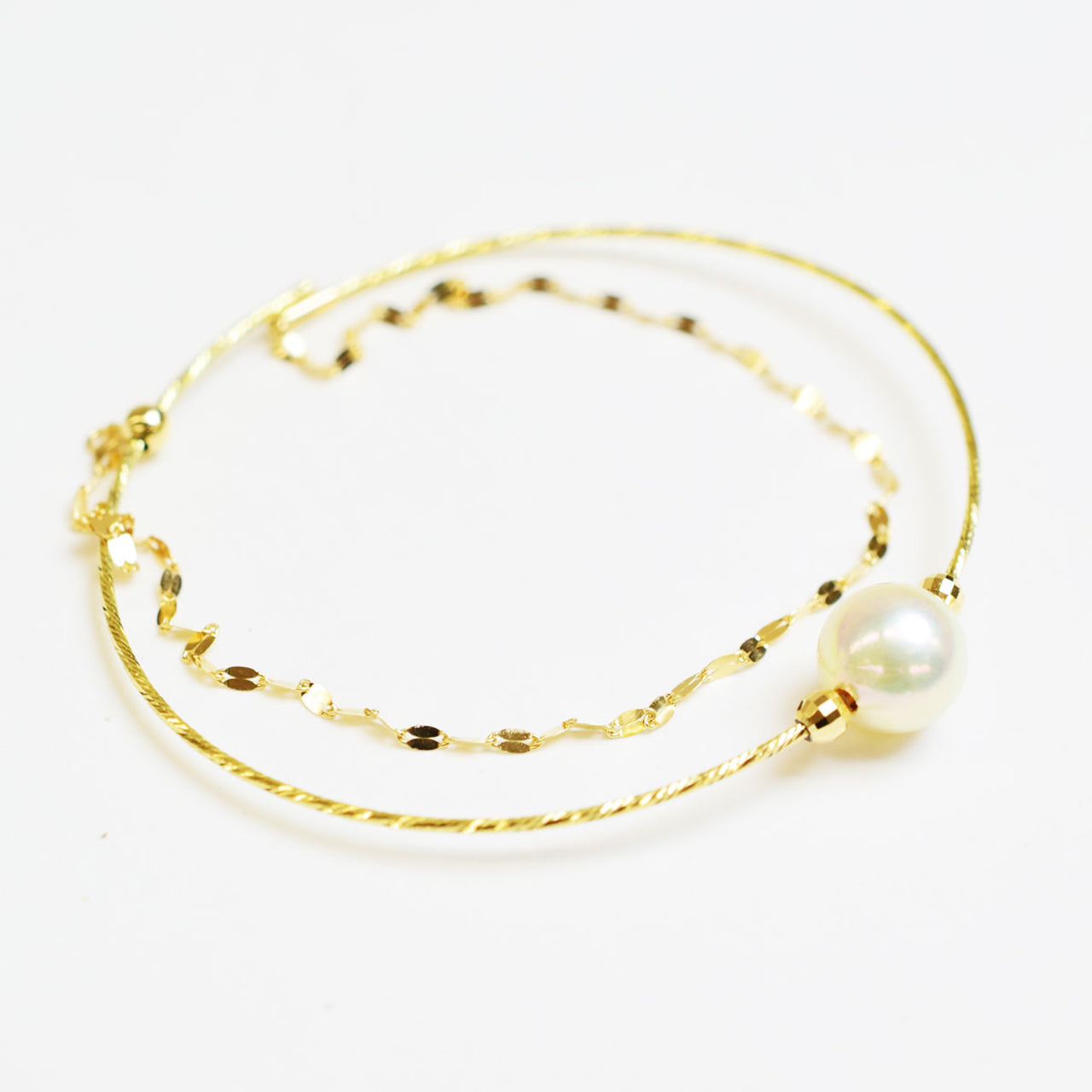 White pink 9mm - 9.5mm Akoya Pearl Cuff Bracelet Japan jewelry 18K 18KYG 18KWG Japanese reenspearl
