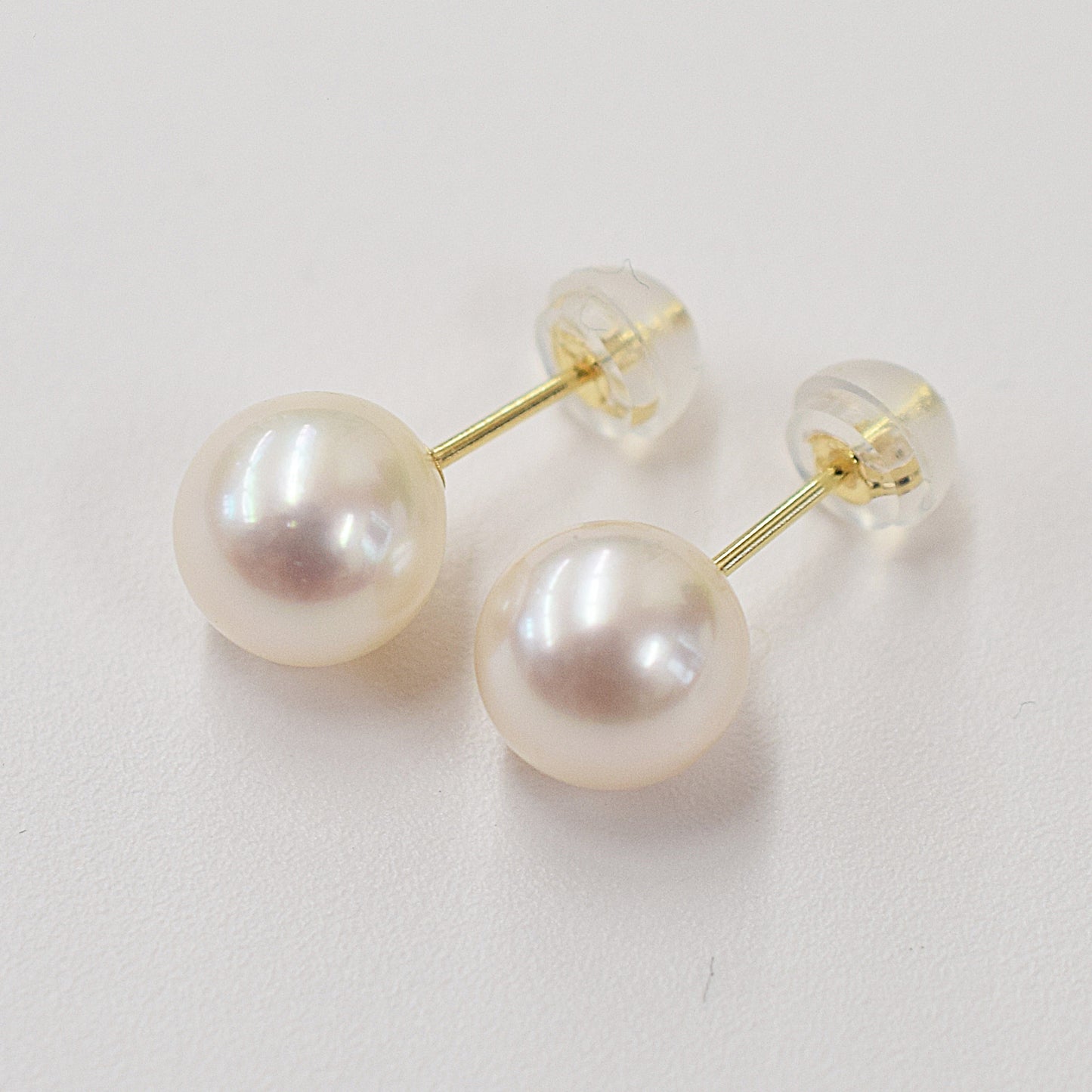 Hanadama rank 7.5mm - 8.5mm Seawater Akoya Pearl White Pink Stud Earring 18K Japan anniversary Japanese Seawater birthday 真珠 あこや 花珠