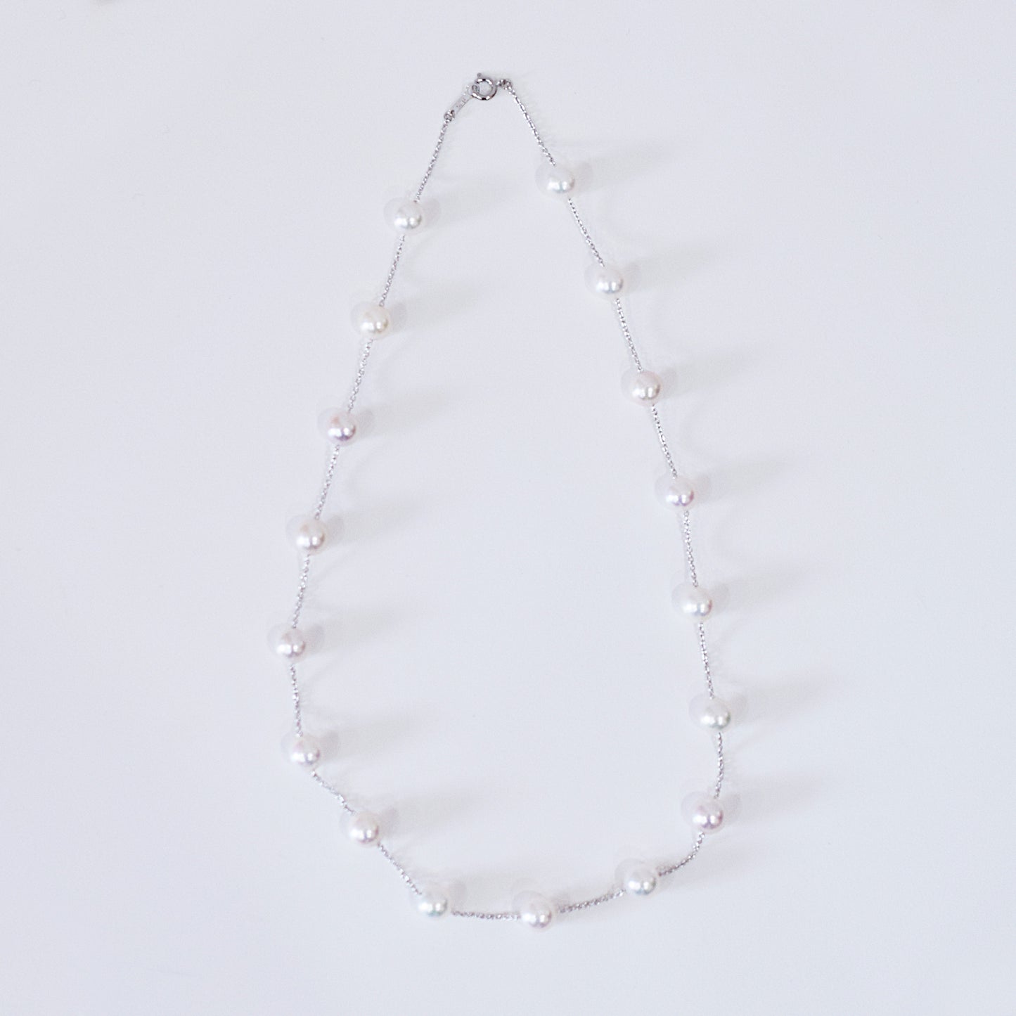 Limited to actual item Station necklace akoya pearl White pink 8mm - 8.5mm Real Akoya Pearl Japan 19.6inch akoyapearl reenspearl Silver
