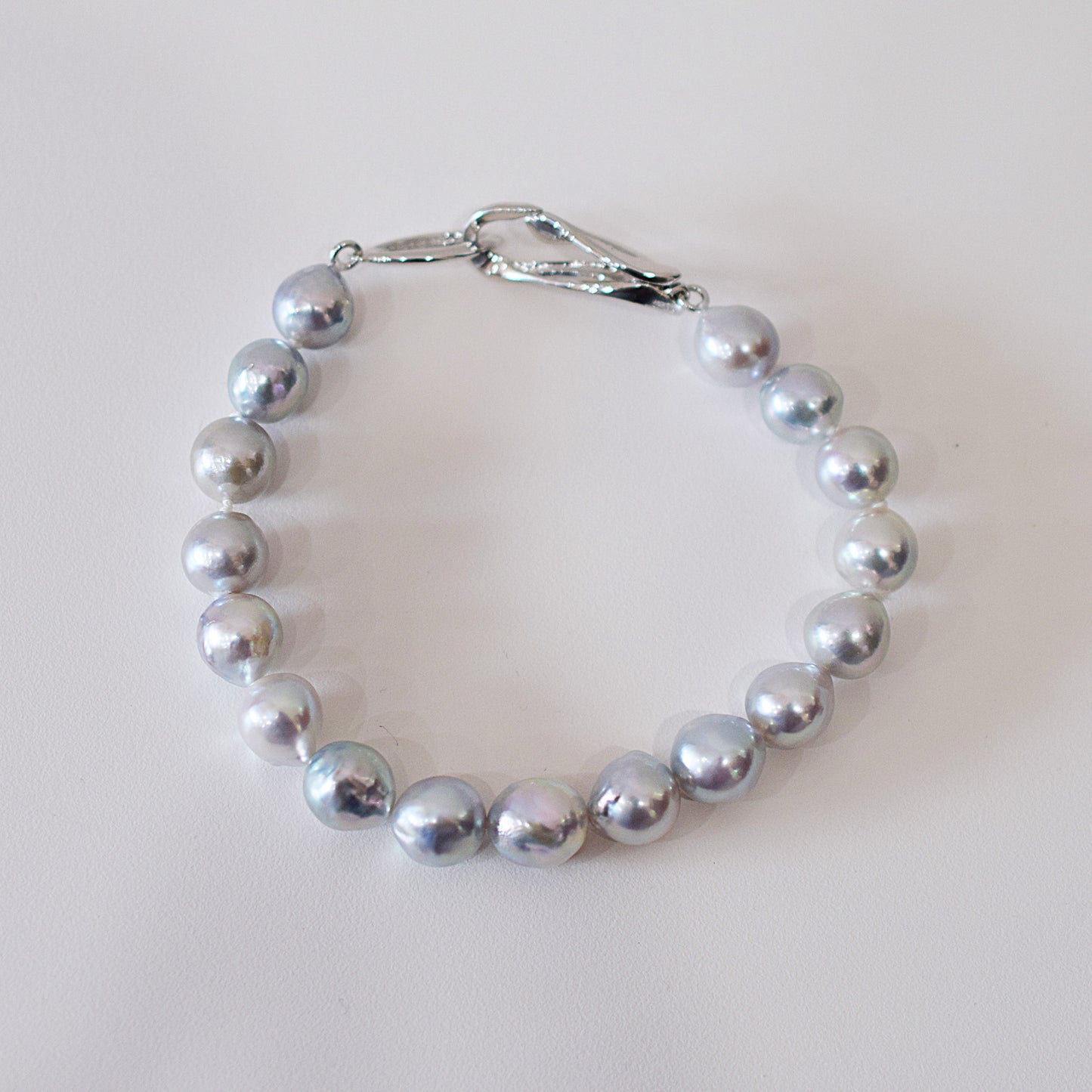 Limited to actual item 8mm - 9mm Natural color Baroque Akoya Pearl Bracelet 7.48inch Japan AkoyaPearl SV925 Wedding Japanese Seawater