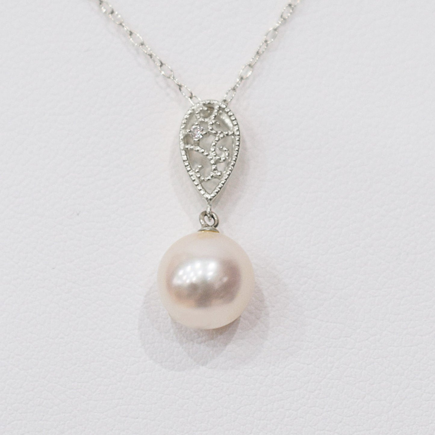 Hanadama rank White pink 8mm - 9.5mm Diamond 14K pendant necklace Akoya Pearl Real Japan Seawater pearl SIKC420 SIK00031