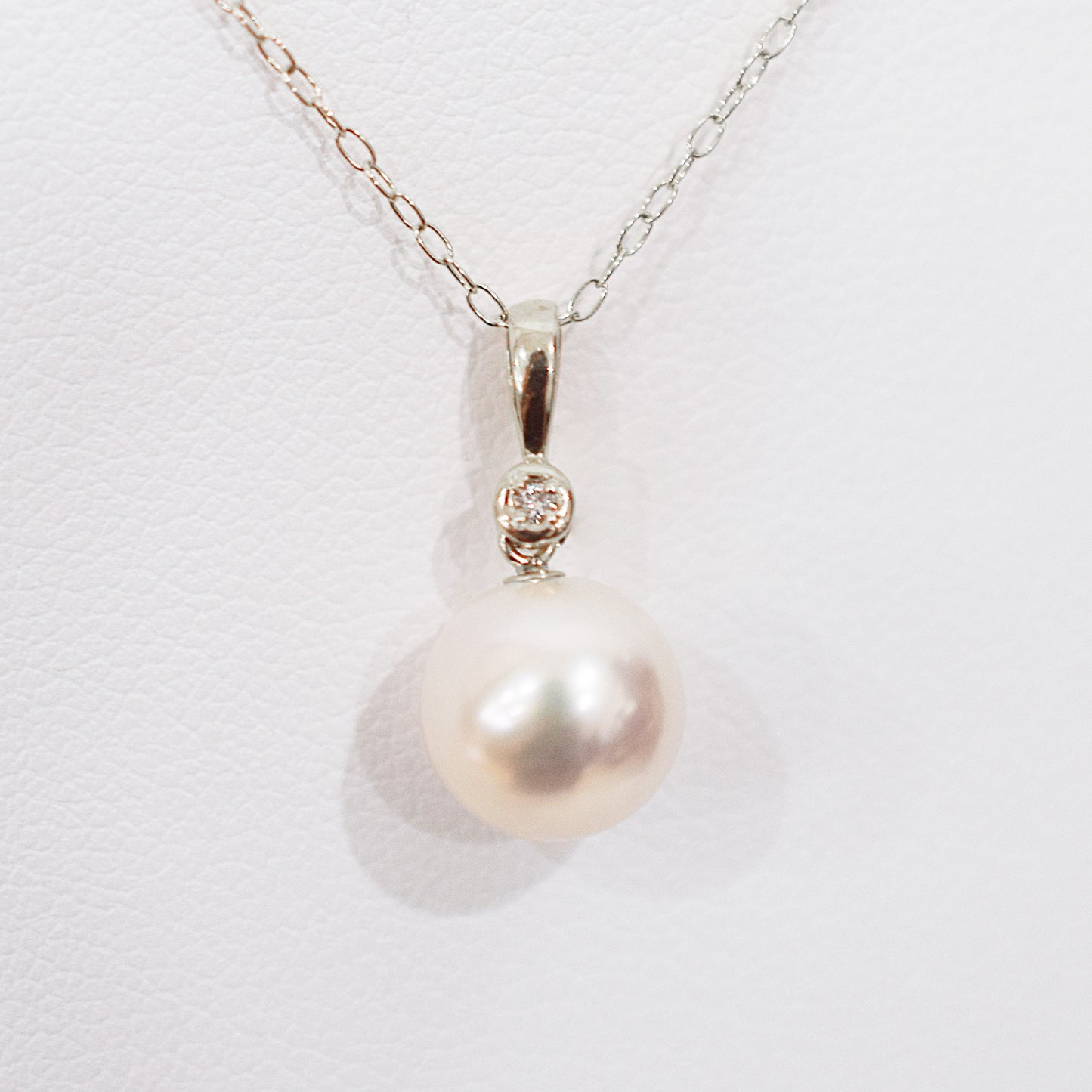 Hanadama rank White pink 8mm - 9.5mm Diamond 14K pendant necklace Akoya Pearl Real Japan Seawater pearl SIKC420 RP0056