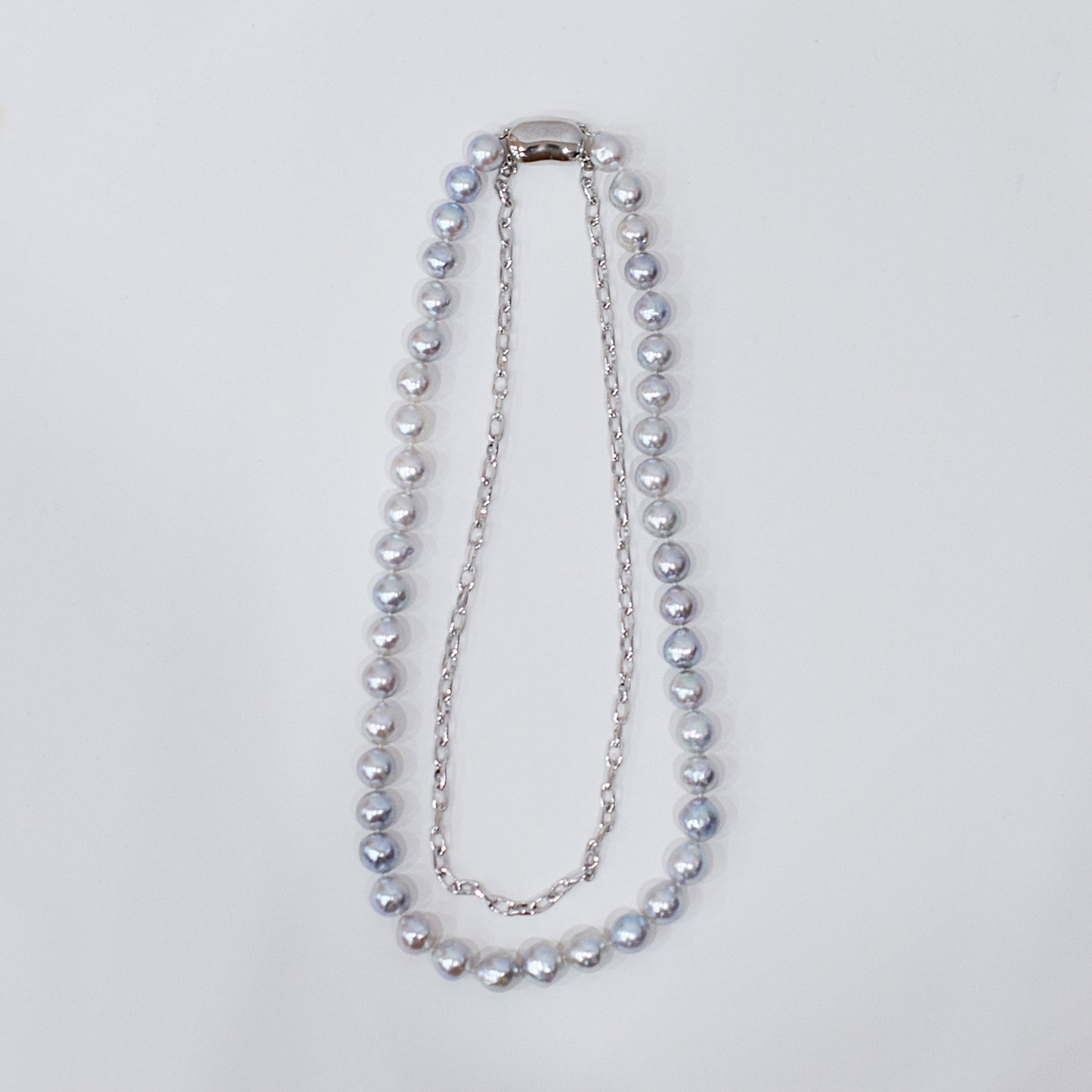 Limited to actual item Necklace Natural color Baroque 8 - 9mm Akoya Pearl Japan 16.5inch starand choker SV925