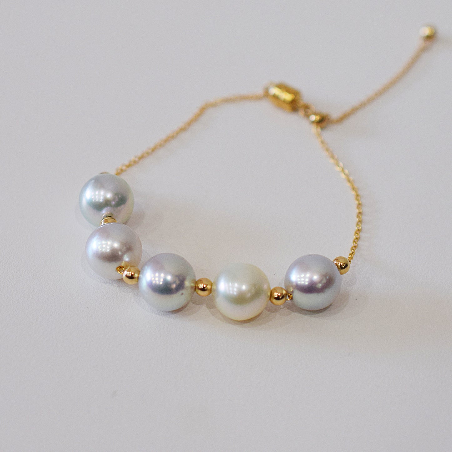 <SALE> Limited to actual item Natural color Semi-Round 9mm - 9.5mm Bracelet 7.08inch 14KGF Gold Filled Magnet Real Akoya Pearl Japan