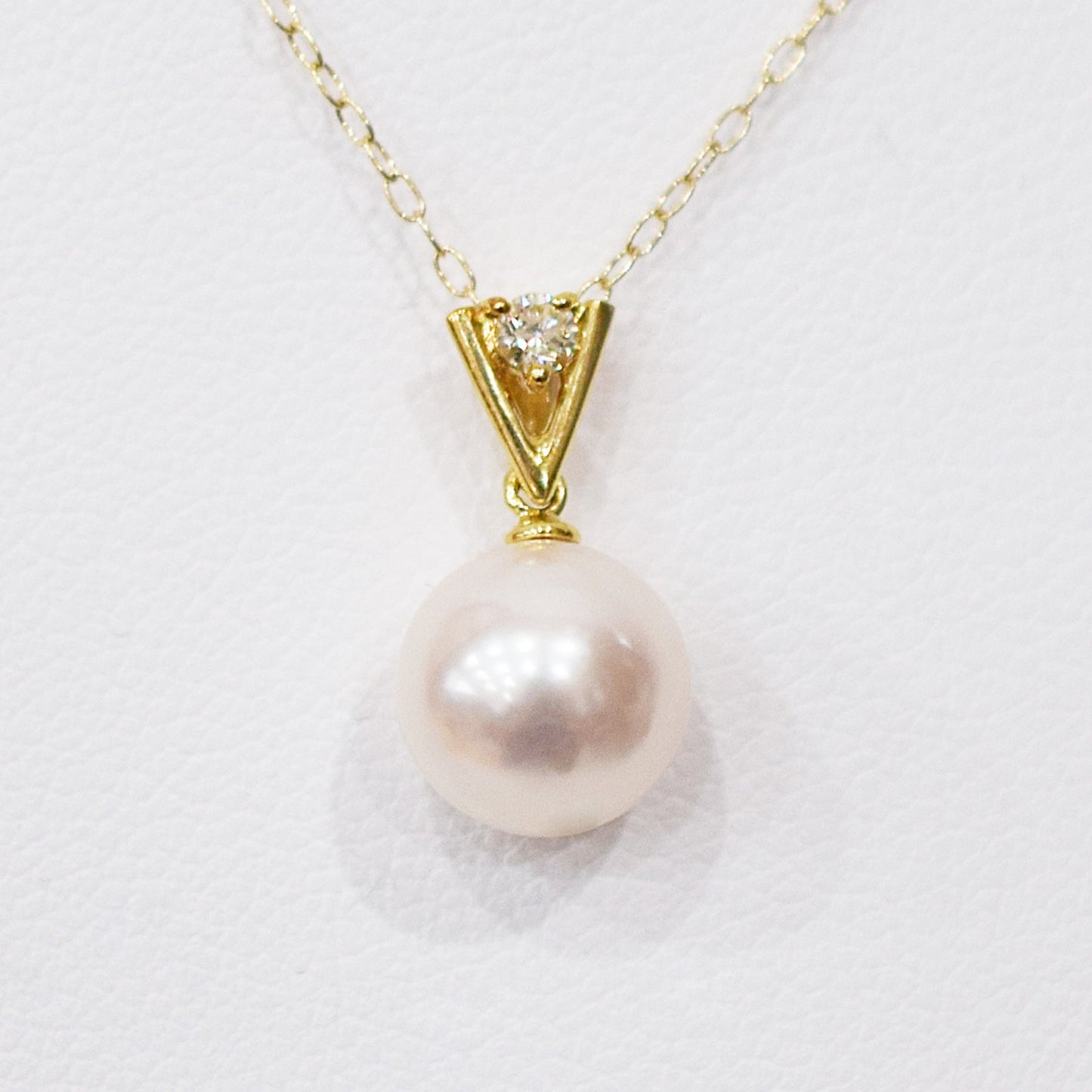 Hanadama rank White pink 8mm - 9.5mm Diamond 18K pendant necklace Akoya Pearl Real Japan Seawater pearl SIKC420 SIK00021