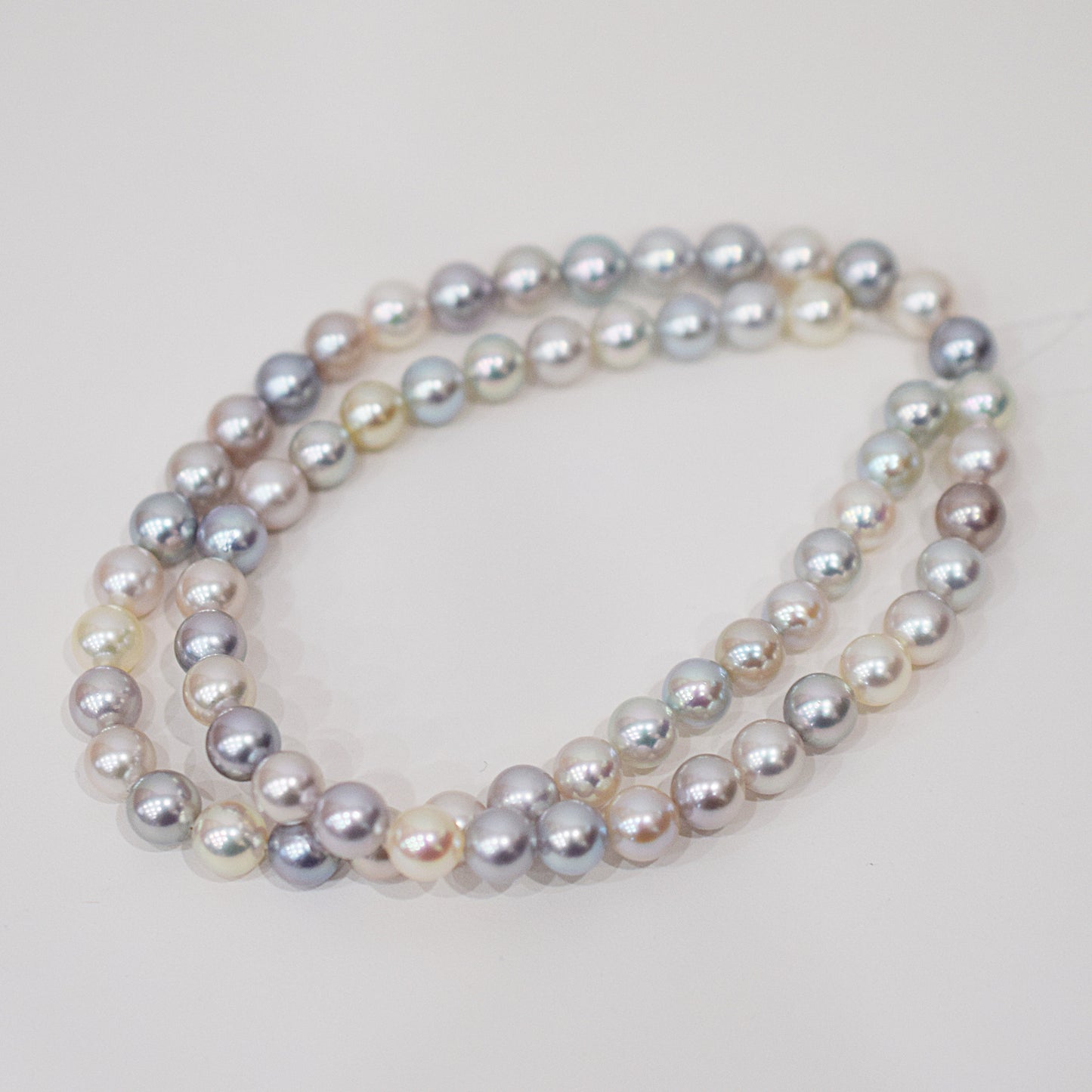 Limited to actual item Necklace Natural multi color 6.5mm - 7.3mm Real Akoya Pearl From Japan 18.1inch 46cm starand choker reenspearl