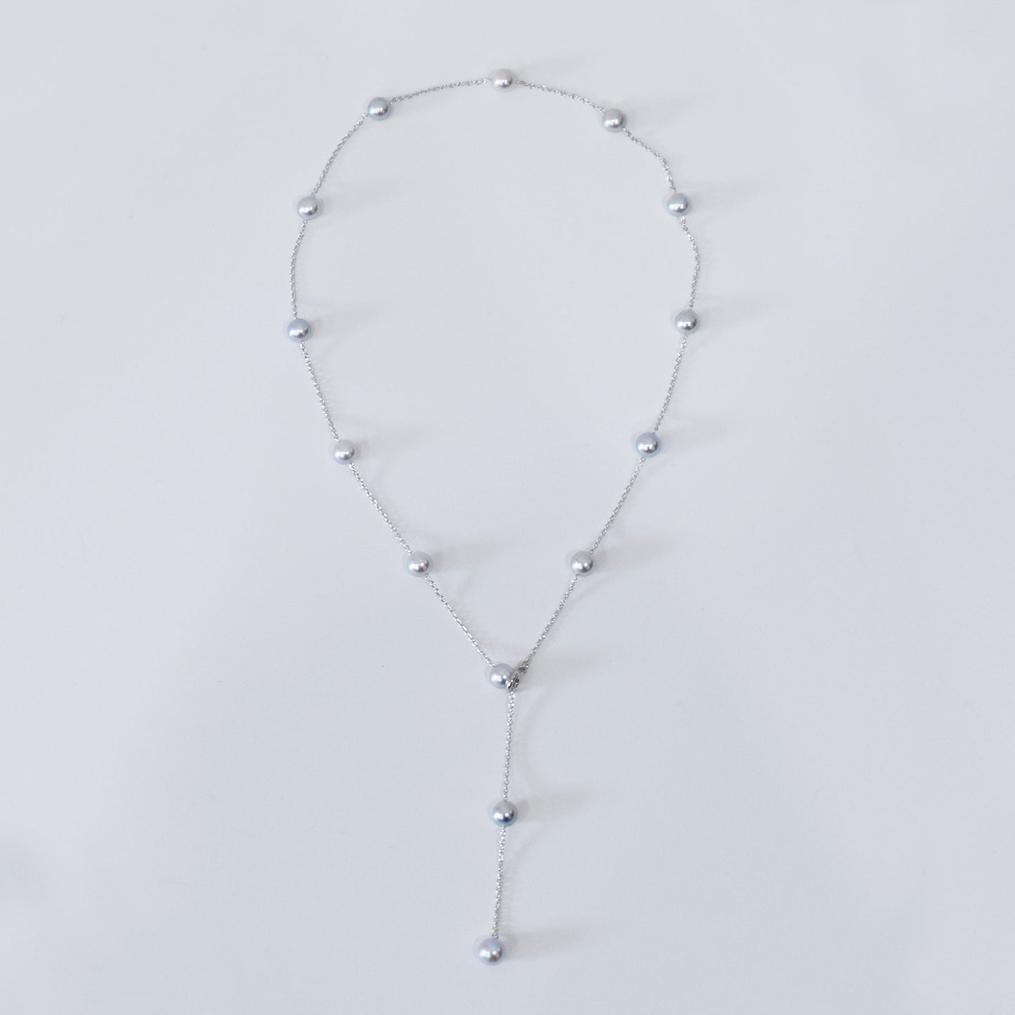 Limited to actual item 2-way Station necklace akoya pearl Natural color 6mm - 7mm Real Akoya Pearl Japan 19.6inch akoyapearl reenspearl Silver