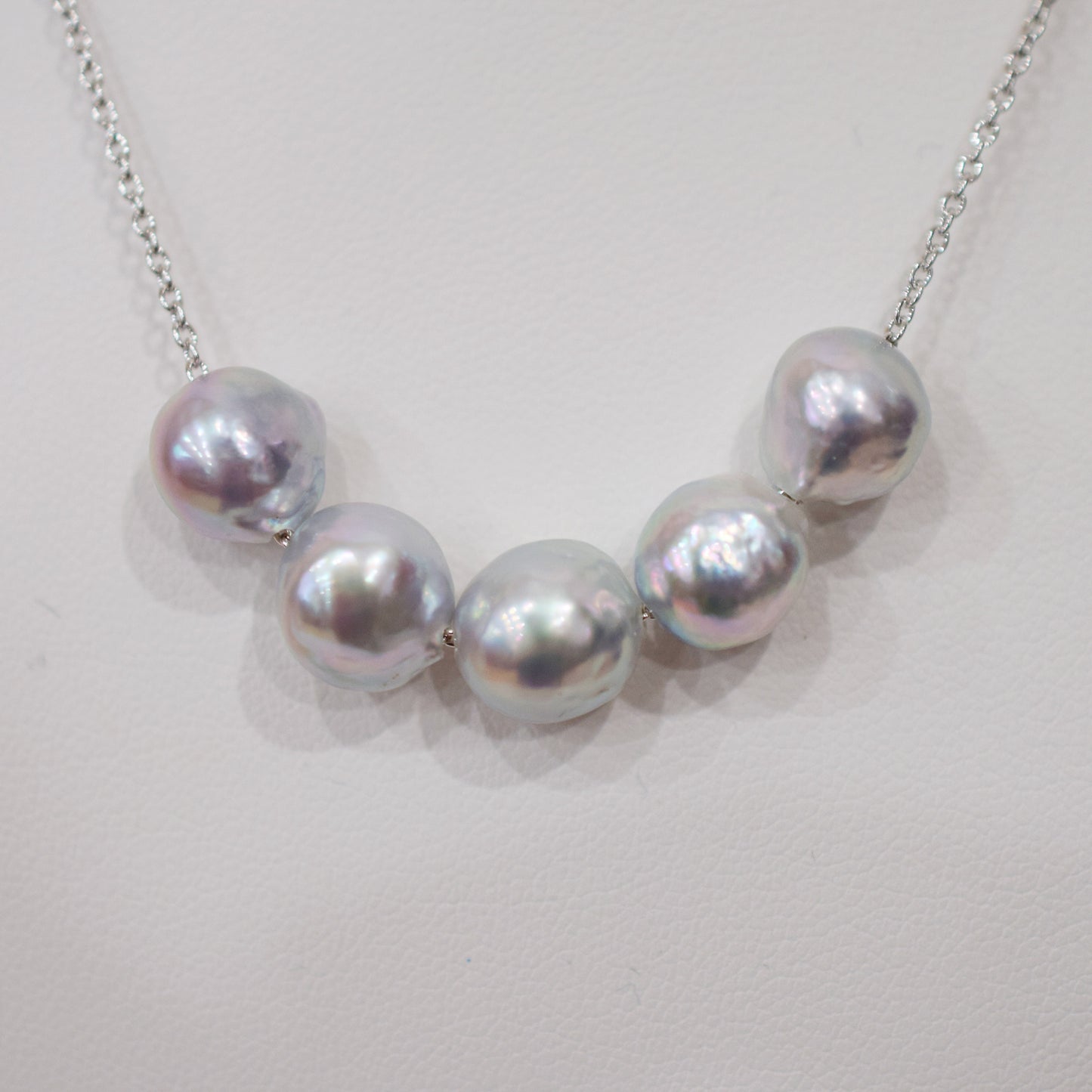 Limited to actual item Through Necklace Natural color Baroque 9 - 10mm Real Akoya Pearl Japan 17.7inch