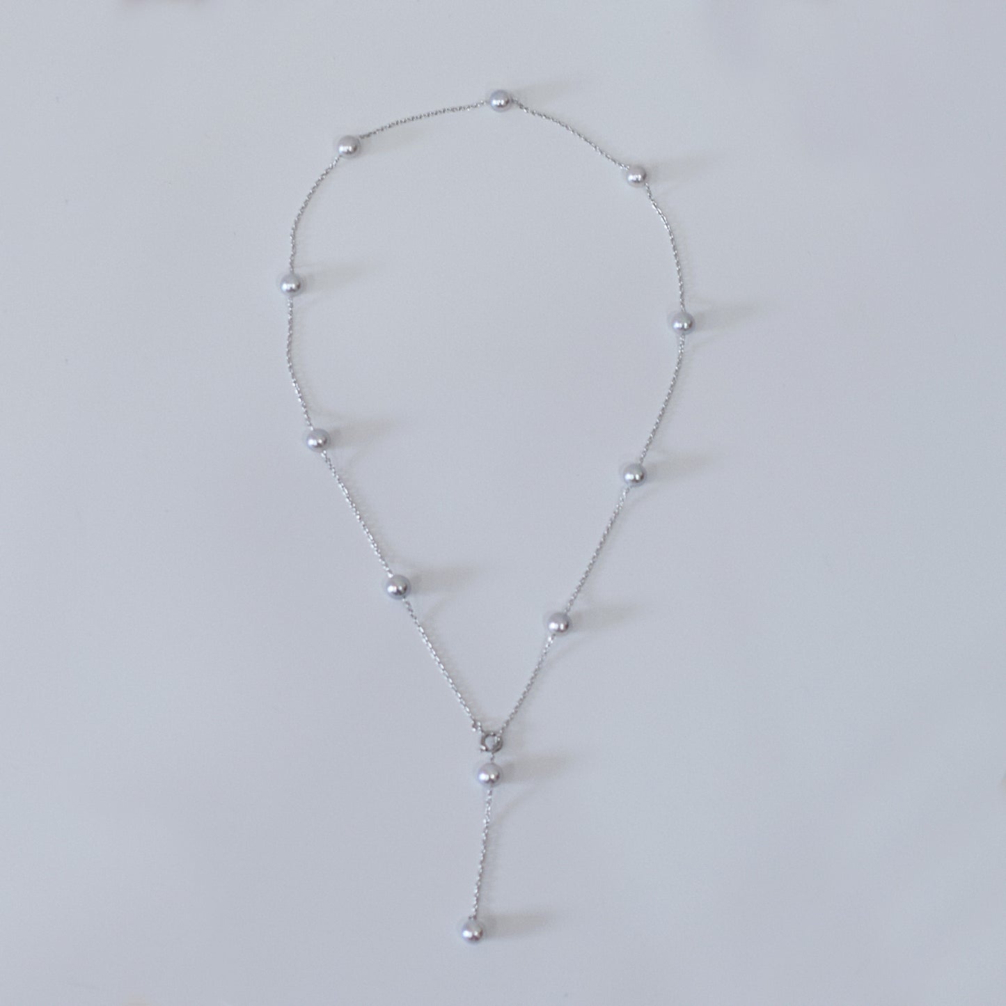 Limited to actual item 2-way Station necklace akoya pearl Natural color 6mm - 7mm Real Akoya Pearl Japan 19.6inch akoyapearl reenspearl Silver