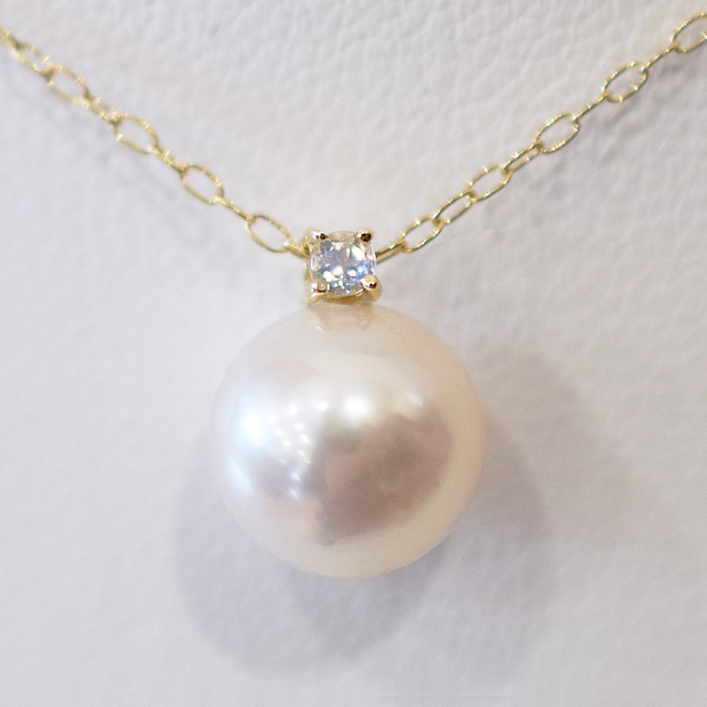 Hanadama rank White pink 8mm - 9.5mm Birthstone Moonstone 10K pendant necklace Akoya Pearl Real Japan Seawater pearl