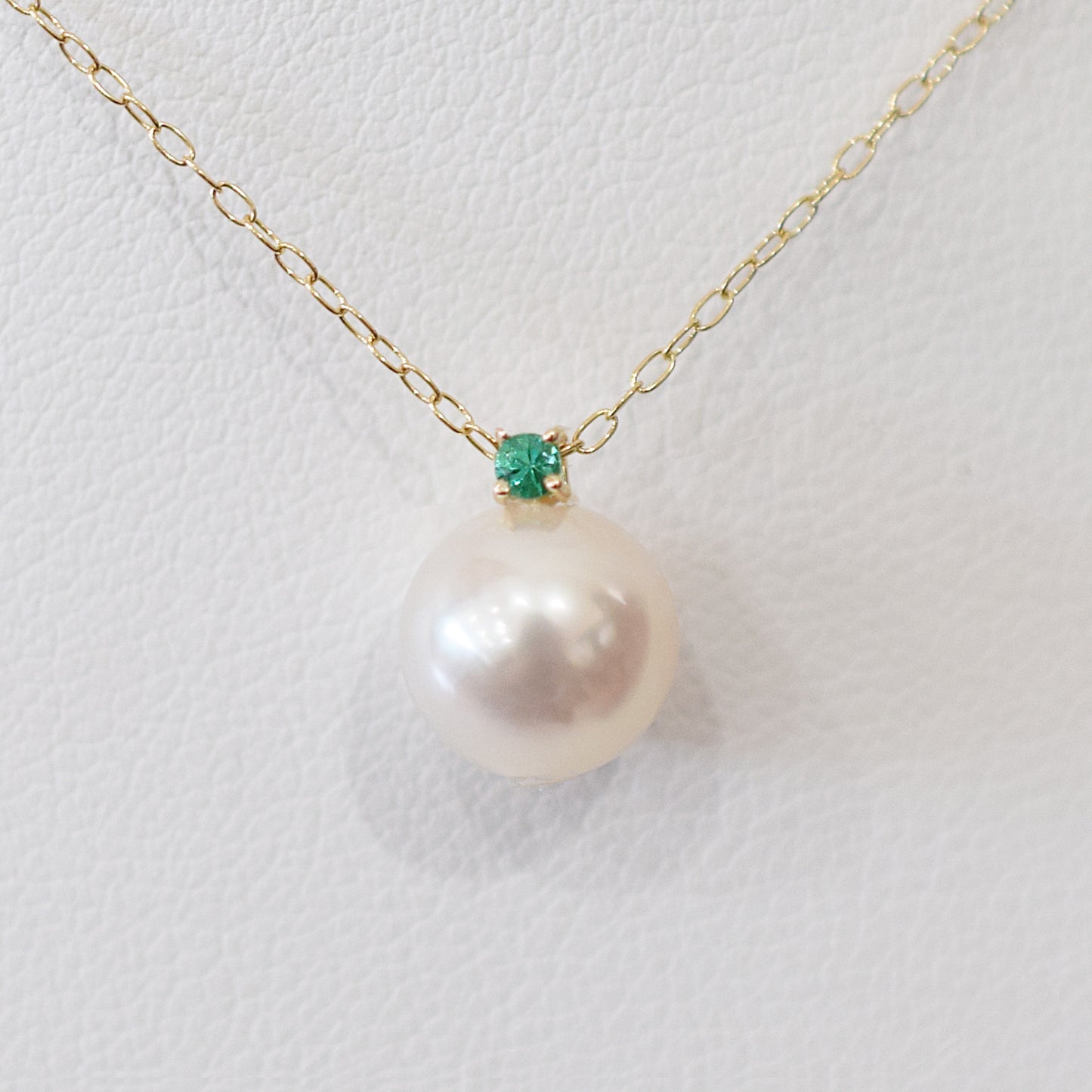 Hanadama rank White pink 8mm - 9.5mm Birthstone Emerald 10K pendant necklace Akoya Pearl Real Japan Seawater pearl