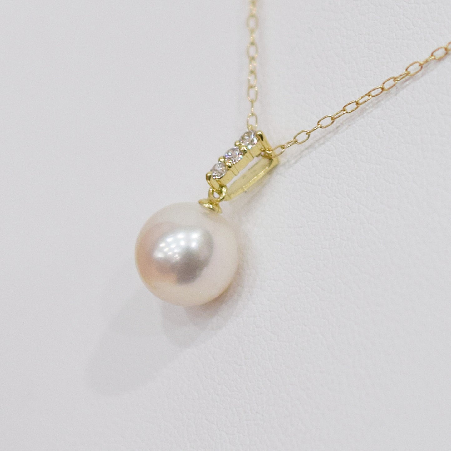 Hanadama rank White pink 8mm - 9.5mm Diamond 18K pendant necklace Akoya Pearl Real Japan Seawater pearl SIKC420 SIK00022