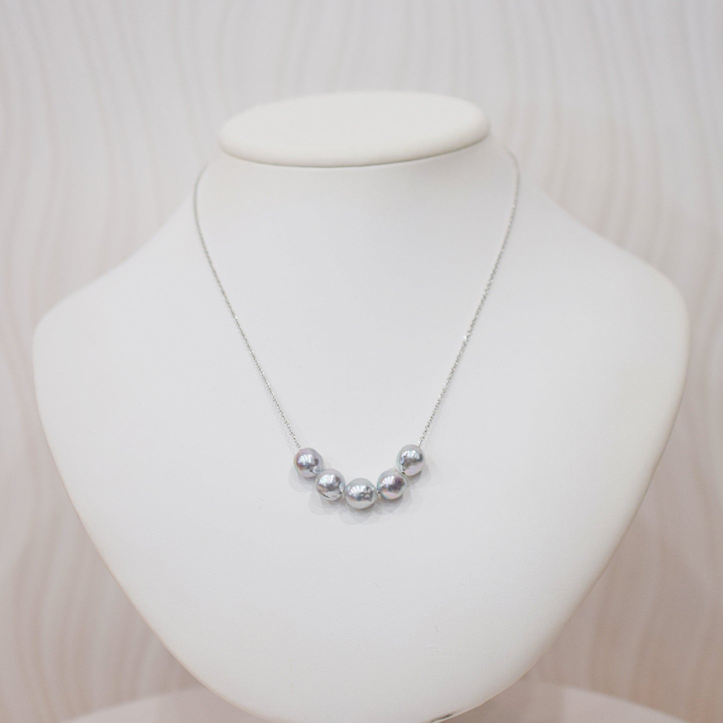Limited to actual item Through Necklace Natural color Baroque 9 - 10mm Real Akoya Pearl Japan 17.7inch