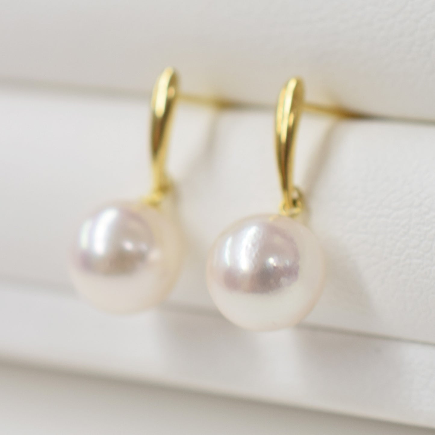 Hanadama rank White pink 7.5mm - 8.5mm Real Akoya Pearl K18YG Earrings Japan akoyapearl Japanese Seawater reenspearl あこや 真珠 日本 天草