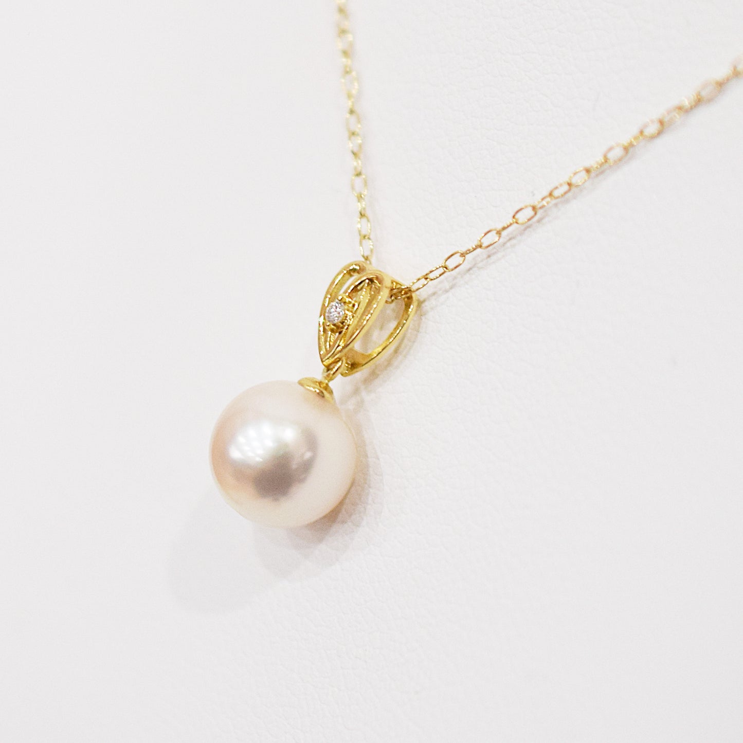 Hanadama rank White pink 8mm - 9.5mm Diamond 18K pendant necklace Akoya Pearl Real Japan Seawater pearl SIKC420 RP0009