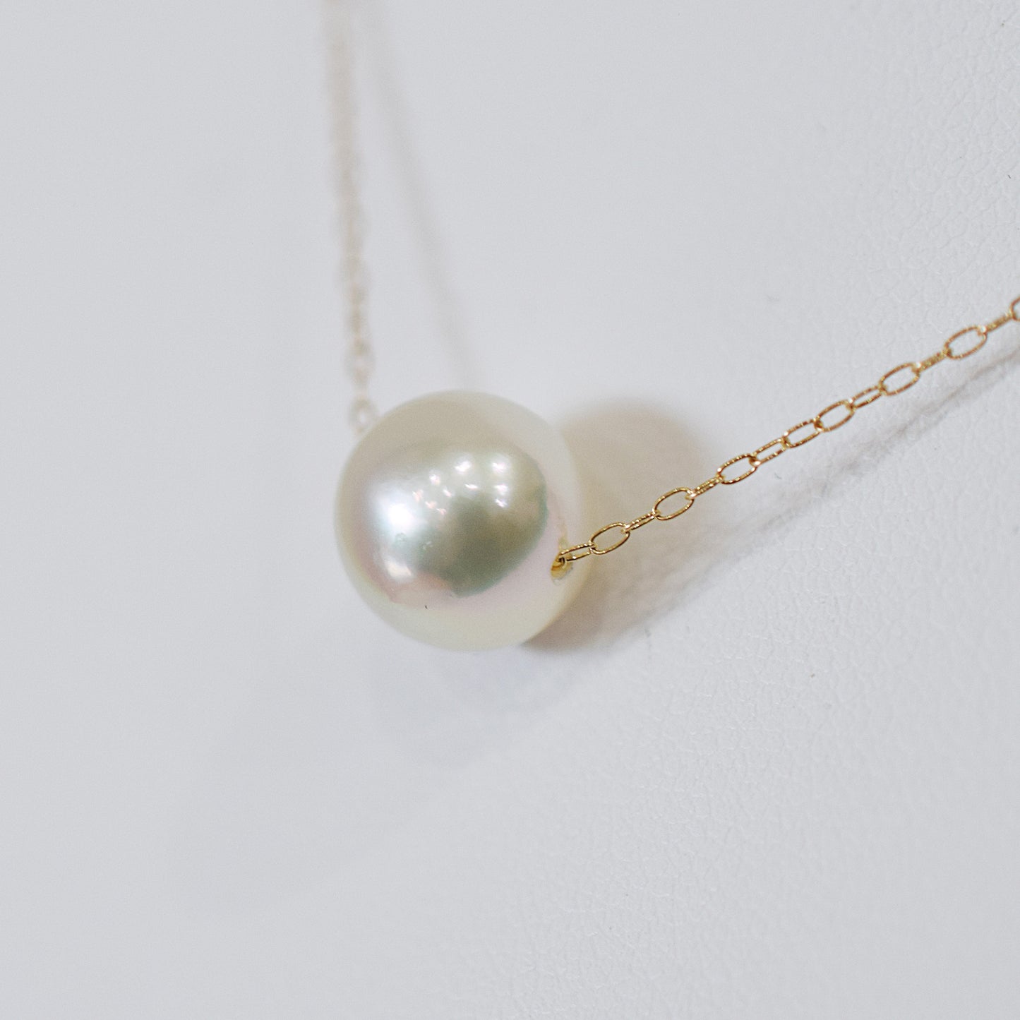<SALE> Limited to actual item Natural color 9mm - 9.5mm Semi - Round K10YG necklace Seawater Real Akoya Pearl Japan