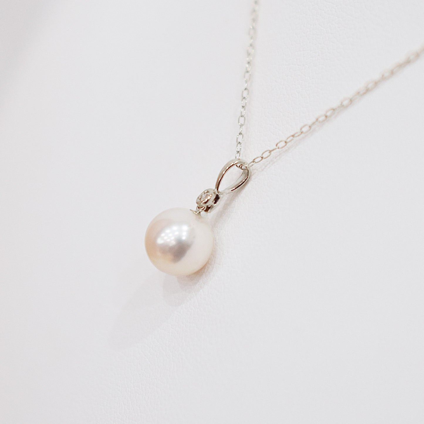 Hanadama rank White pink 8mm - 9.5mm Diamond 14K pendant necklace Akoya Pearl Real Japan Seawater pearl SIKC420 RP0056