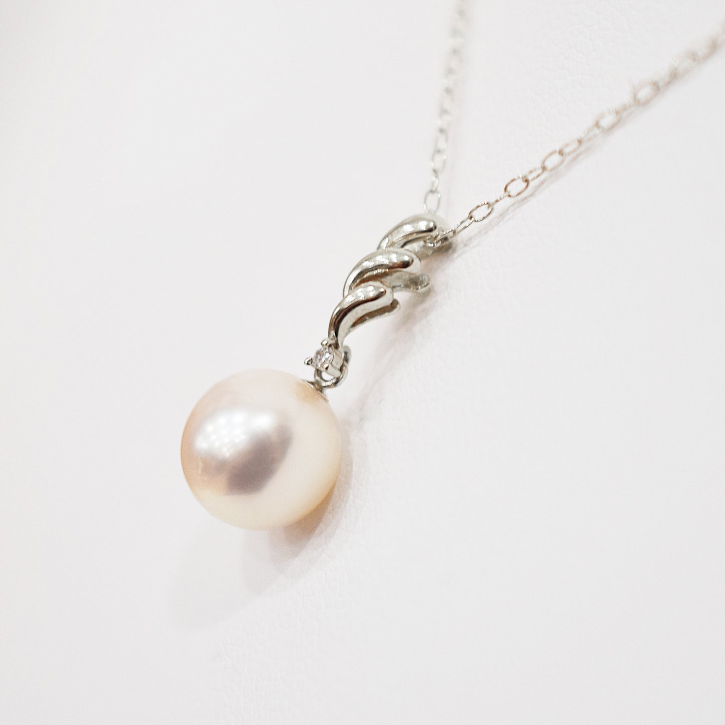 Hanadama rank White pink 8mm - 9.5mm Diamond 18K pendant necklace Akoya Pearl Real Japan Seawater pearl SIKC420 RP00041