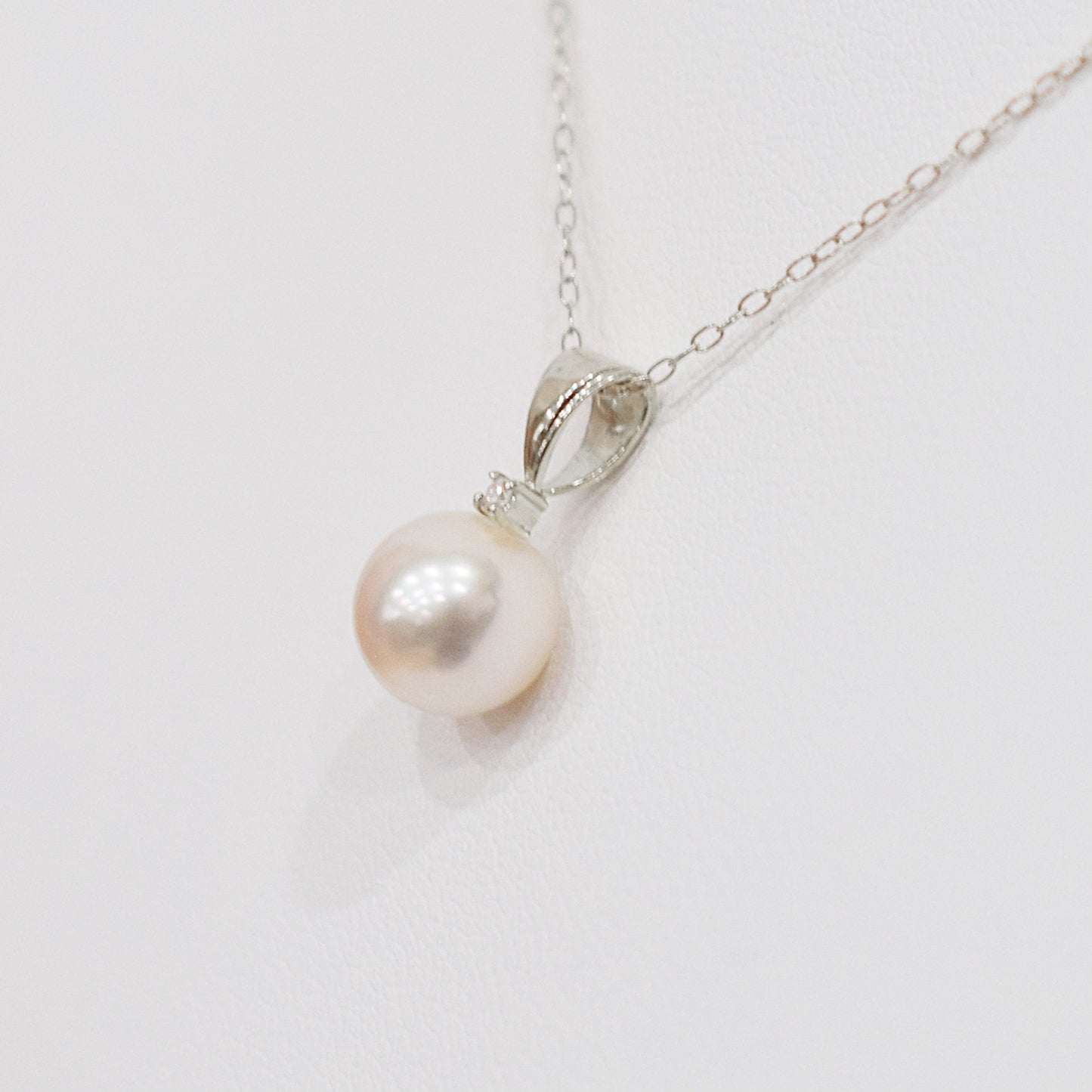 Hanadama rank White pink 8mm - 9.5mm Diamond 14K pendant necklace Akoya Pearl Real Japan Seawater pearl SIKC420 SIK00031