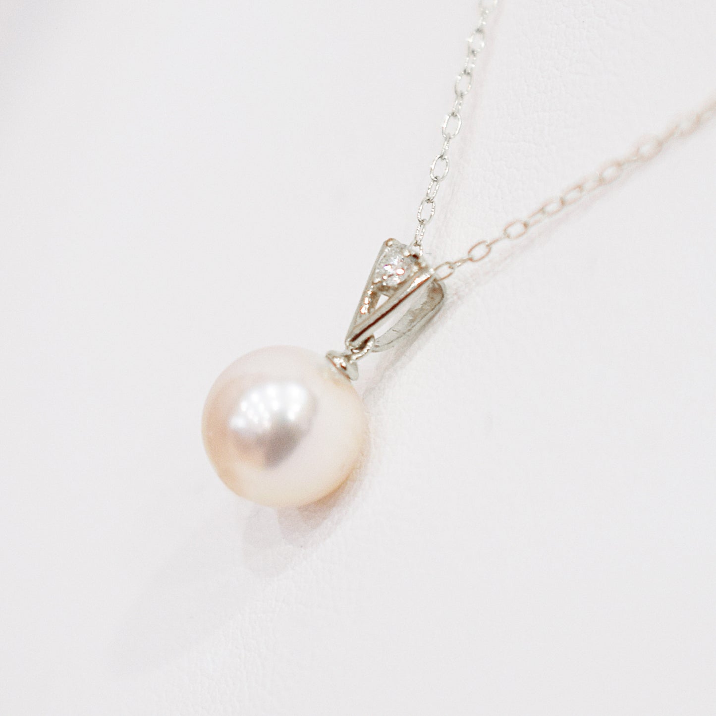 Hanadama rank White pink 8mm - 9.5mm Diamond 18K pendant necklace Akoya Pearl Real Japan Seawater pearl SIKC420 SIK00041