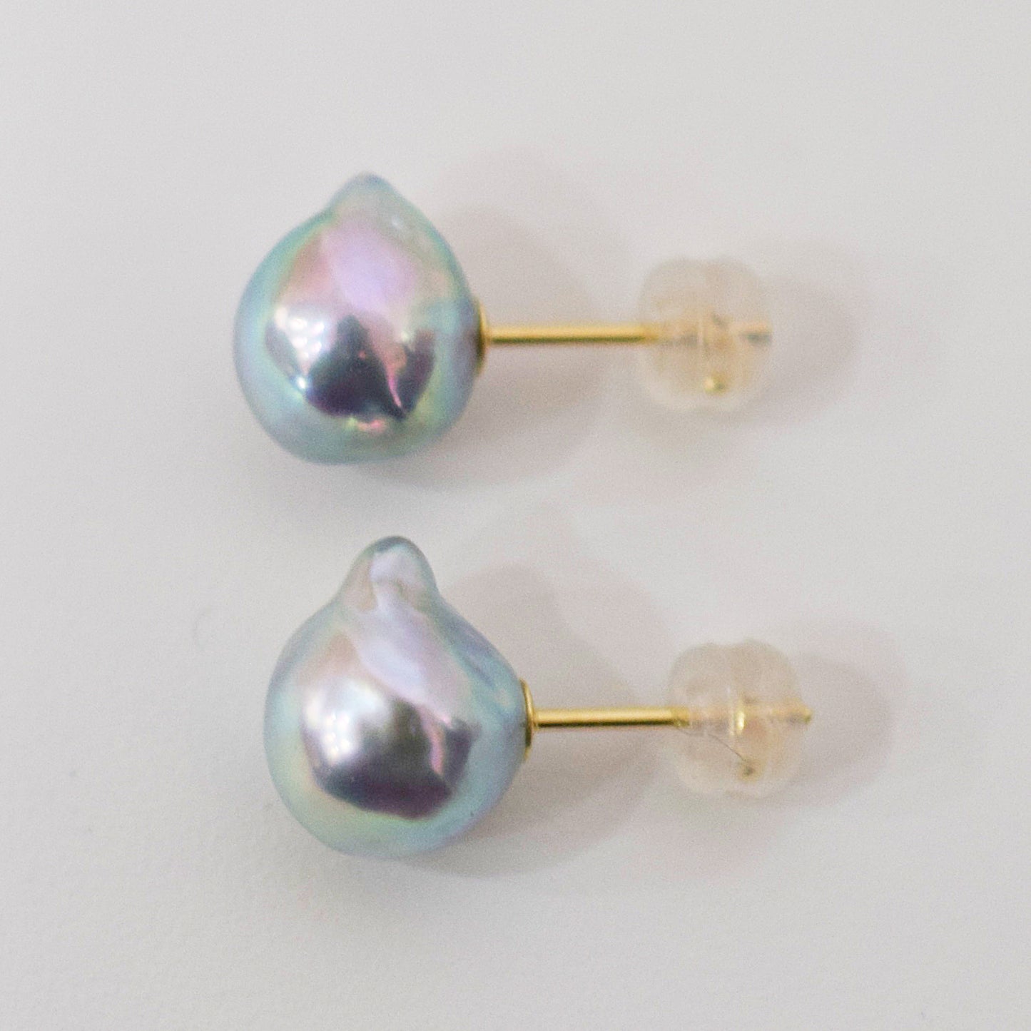 Limited to actual item Natural color akoya pearl Baroque pearl 10mm - 11mm 18K 14K Surgical Stainless Steel stud Earrings Japan akoyapearl