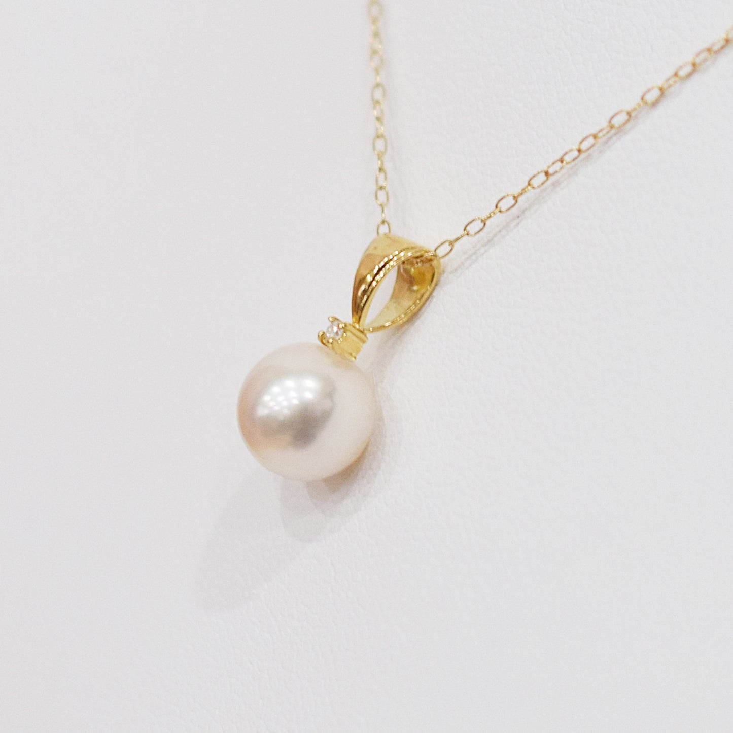 Hanadama rank White pink 8mm - 9.5mm Diamond 18K pendant necklace Akoya Pearl Real Japan Seawater pearl SIKC420 SIK00041