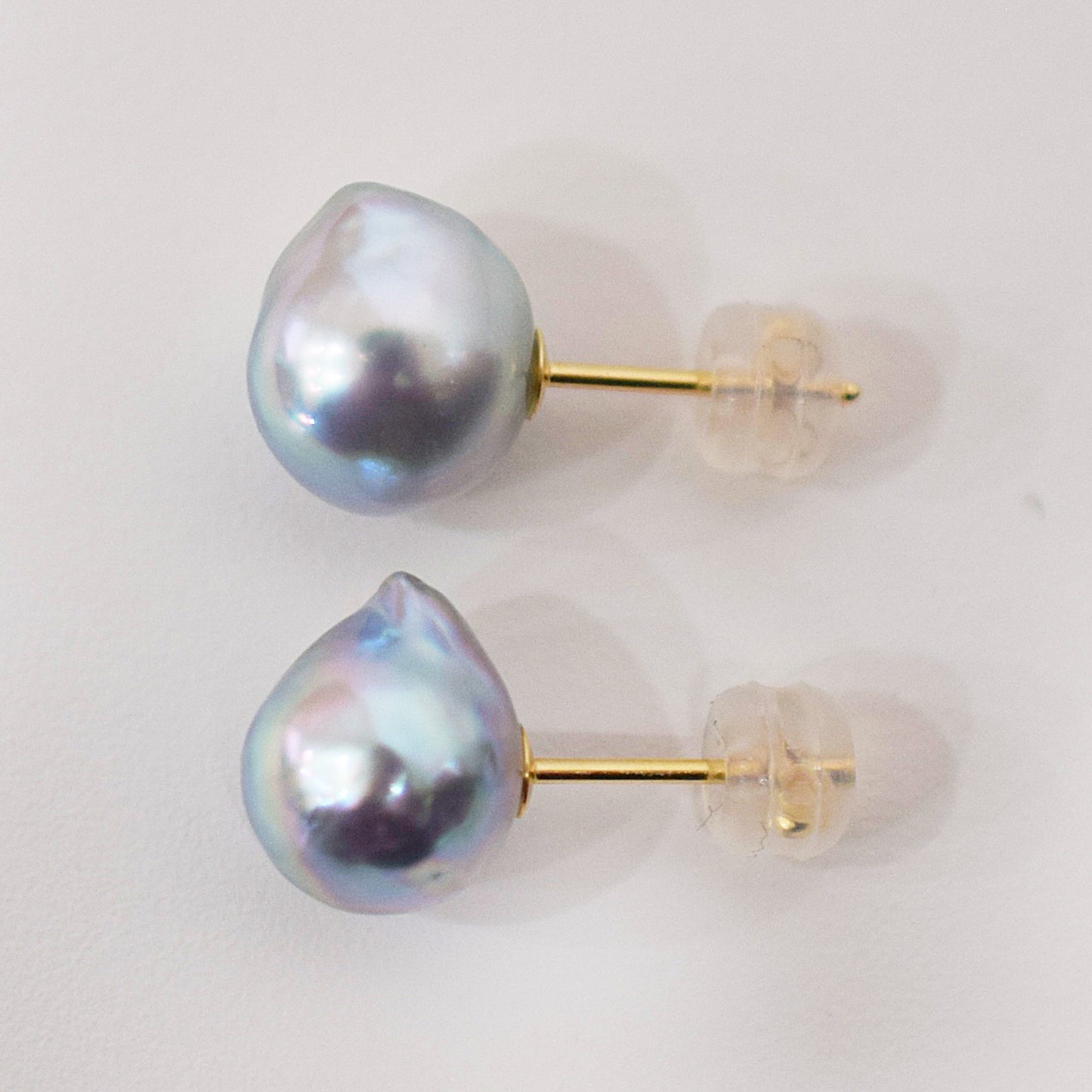 Limited to actual item Natural color akoya pearl Baroque pearl 10mm - 10.5mm 18K 14K Surgical Stainless Steel stud Earrings Japan akoyapearl