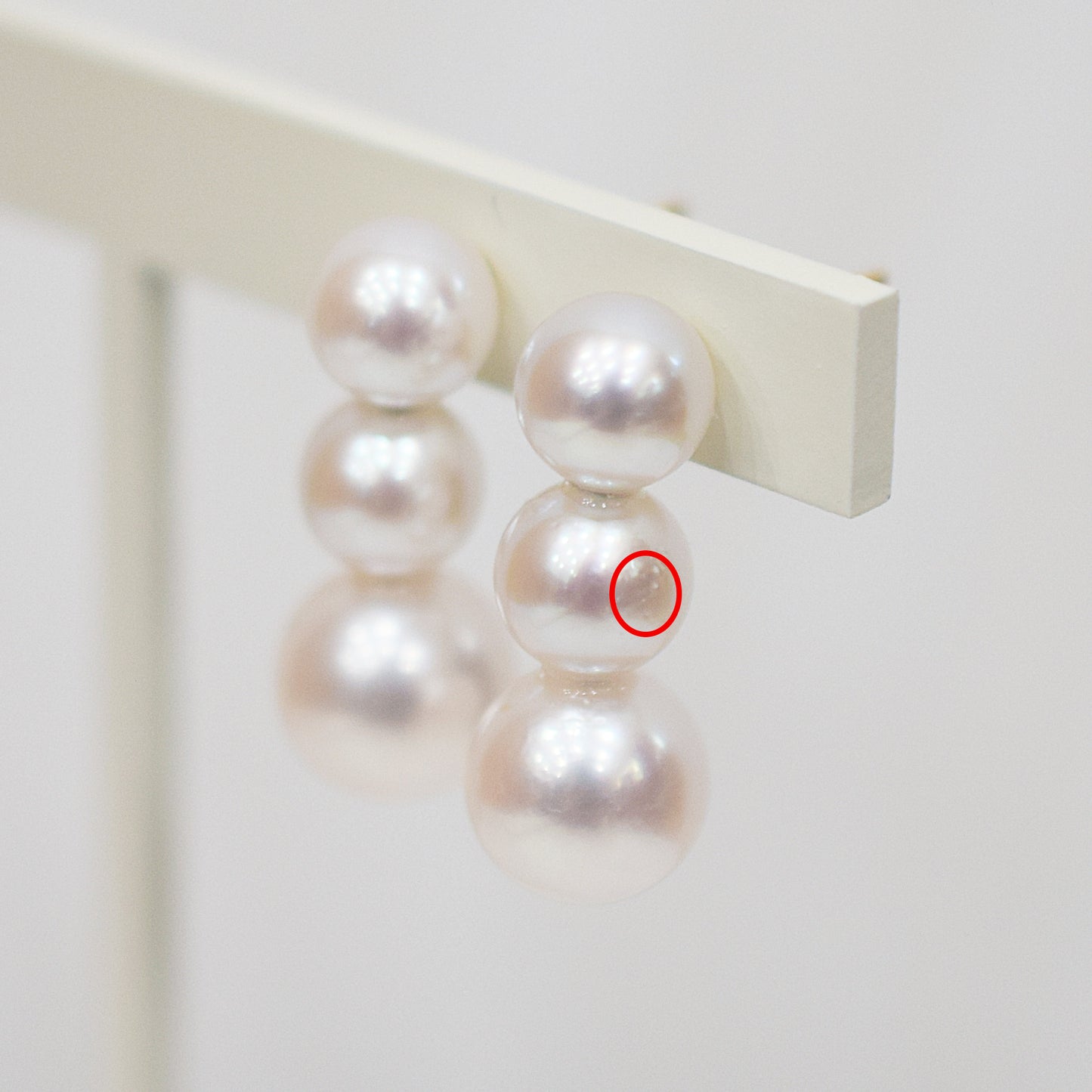 <SALE> Limited to actual item Whitepink 6mm - 6.5mm × 7.5mm - 8mm akoya pearl Earring K18YG Japan 1pair akoyapearl Seawater reenspearl