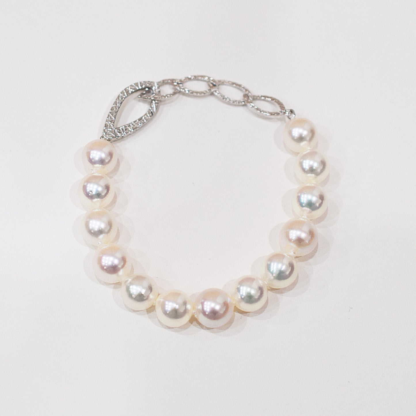 <SALE> Limited to actual item 9mm - 9.5mm White pink Semi - round SV925 19.5cm 7.67inch Akoya Pearl Bracelet From Japan AkoyaPearl Japanese