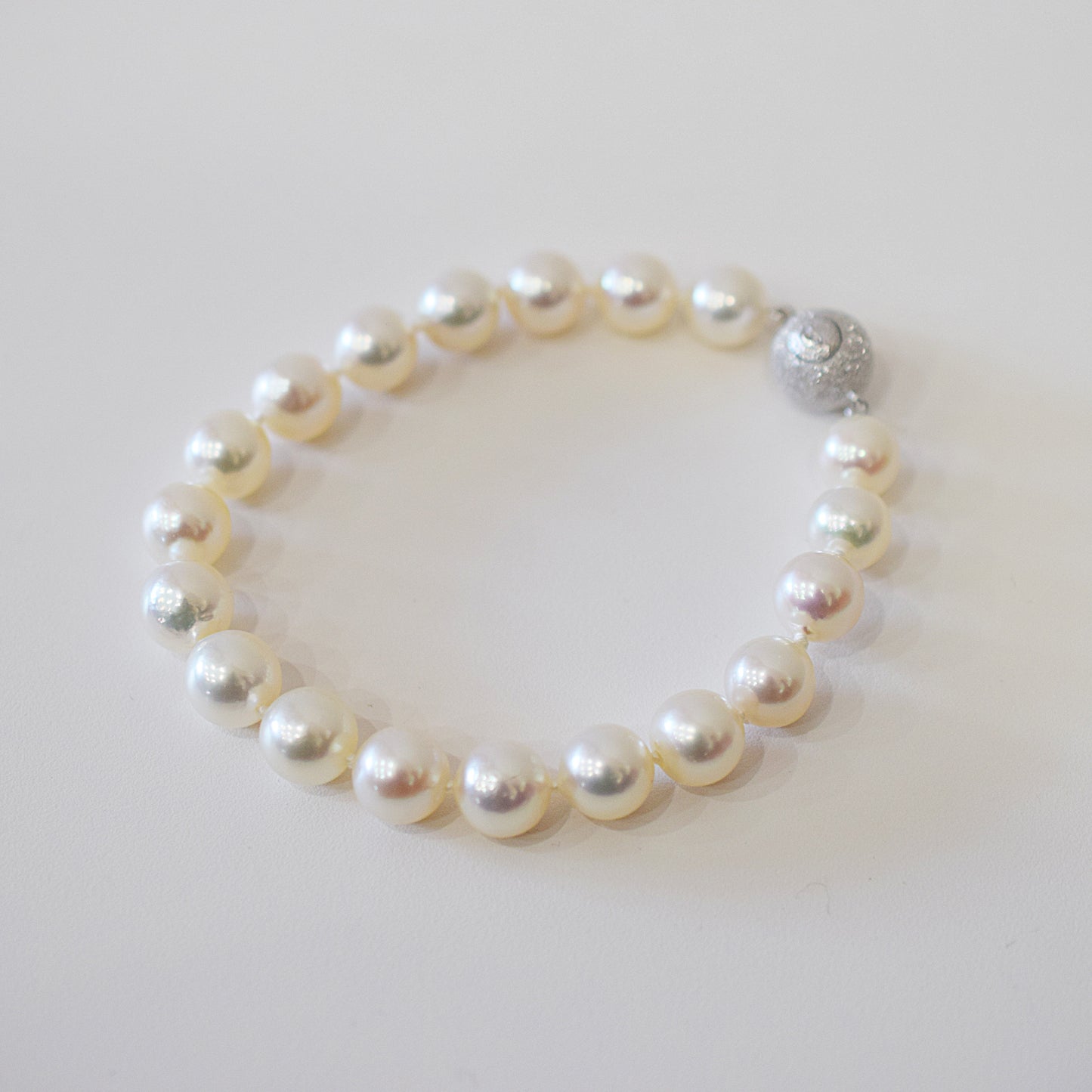 <SALE> Limited to actual item 9mm - 9.5mm White pink Semi round 〜 Baroque SV925 21cm 8.26inch Akoya Pearl Bracelet From Japan AkoyaPearl