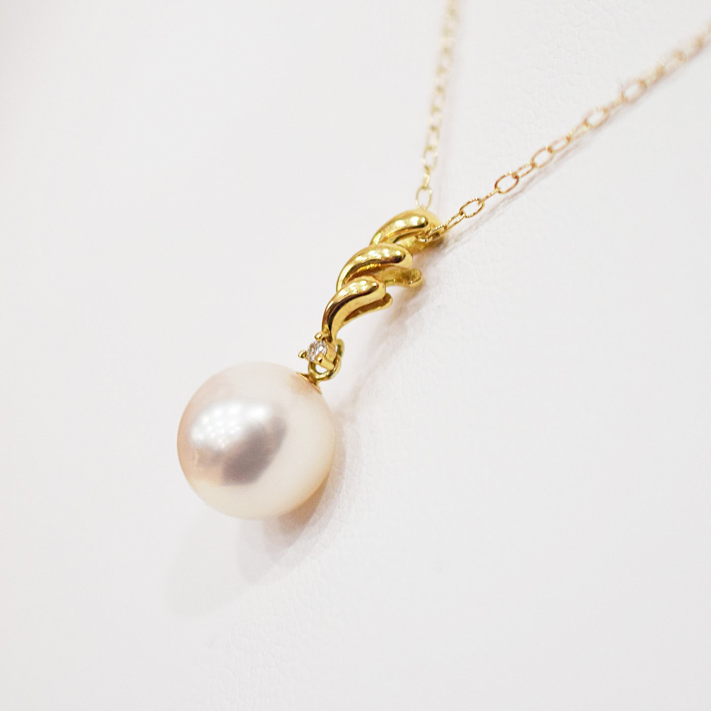 Hanadama rank White pink 8mm - 9.5mm Diamond 18K pendant necklace Akoya Pearl Real Japan Seawater pearl SIKC420 RP00021
