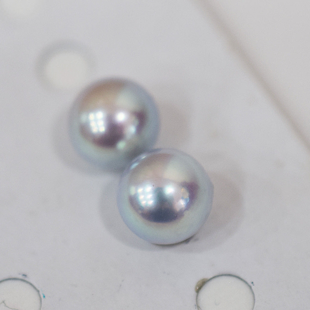 AAA rank 8mm - 8.5mm Natural 1pair 2pc Real Akoya Pearl studs Earring Japan Japanese Seawater reenspearl birthday loose