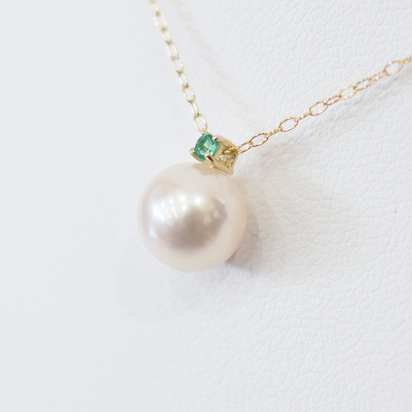 Hanadama rank White pink 8mm - 9.5mm Birthstone Emerald 10K pendant necklace Akoya Pearl Real Japan Seawater pearl