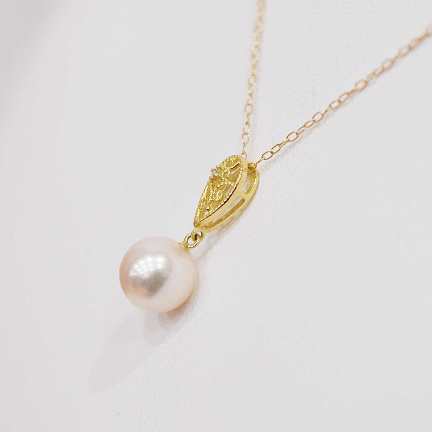 Hanadama rank White pink 8mm - 9.5mm Diamond 18K pendant necklace Akoya Pearl Real Japan Seawater pearl SIKC420 SIK00031