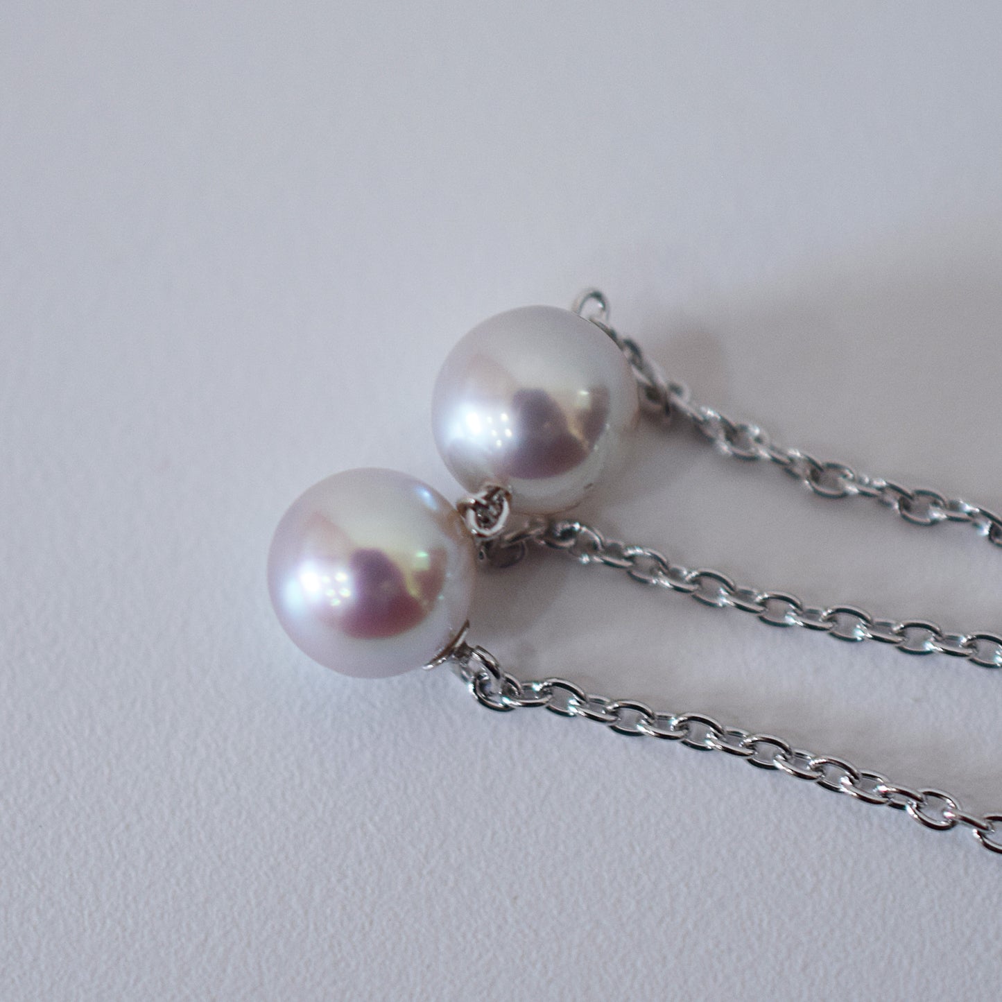 Limited to actual item 2-way Station necklace akoya pearl Natural color 6mm - 7mm Real Akoya Pearl Japan 19.6inch akoyapearl reenspearl Silver
