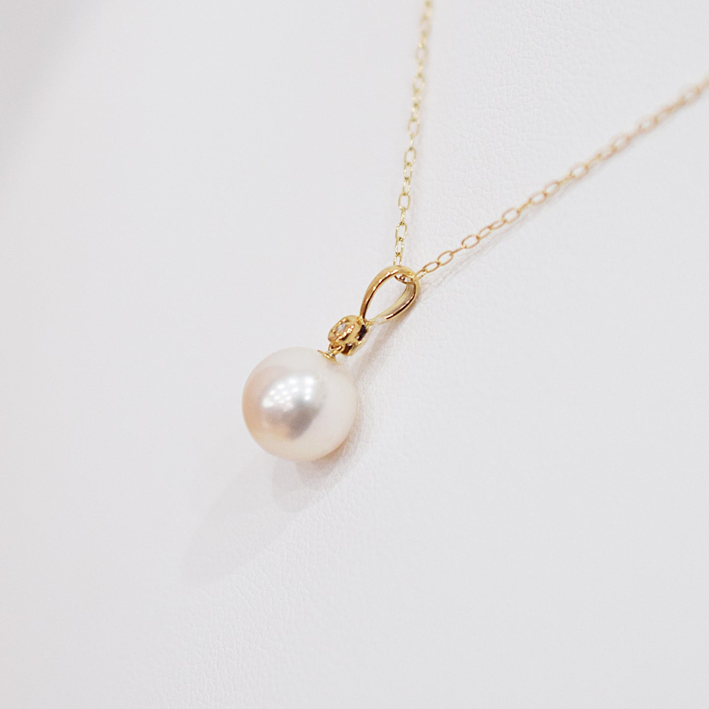 Hanadama rank White pink 8mm - 9.5mm Diamond 18K pendant necklace Akoya Pearl Real Japan Seawater pearl SIKC420 RP0007