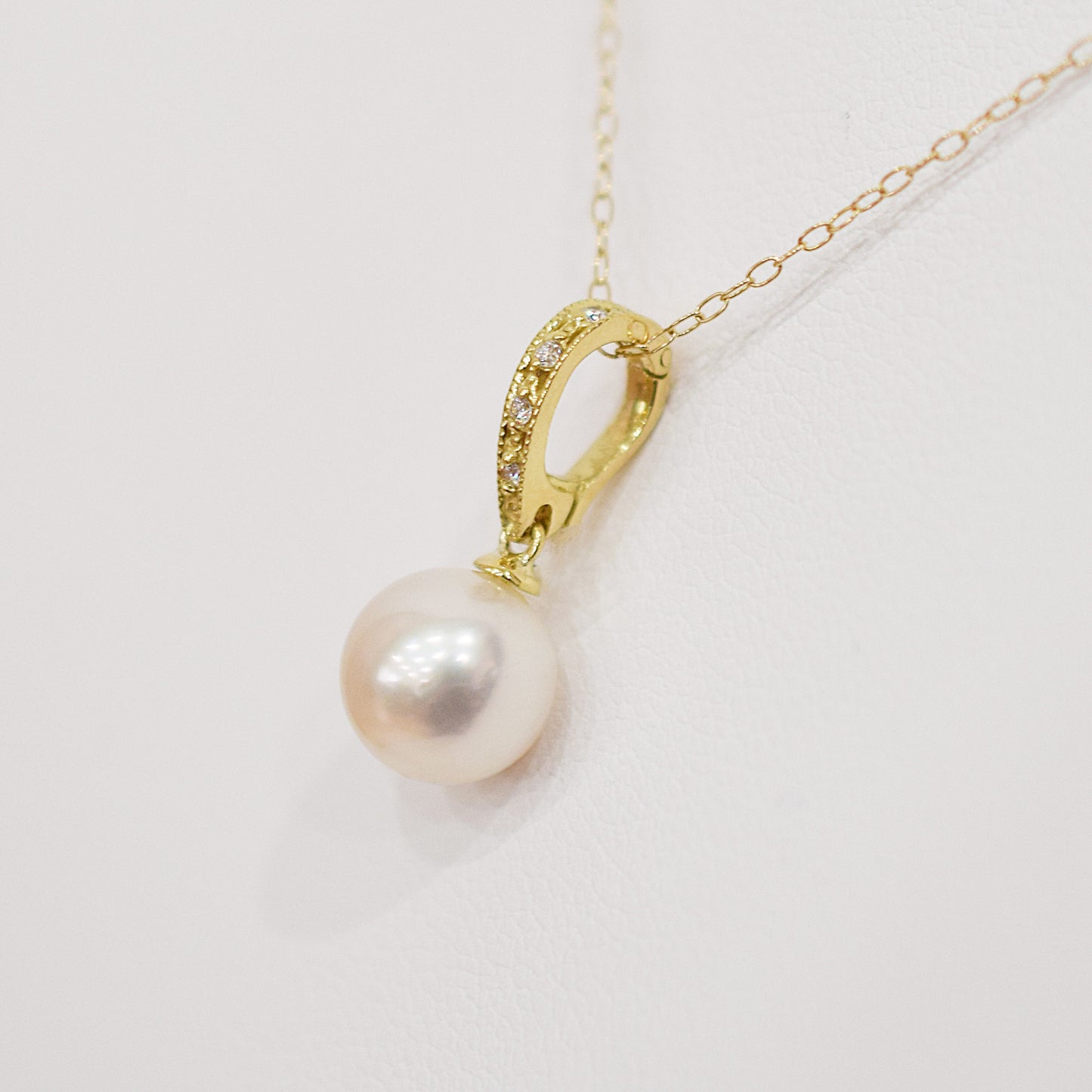 Hanadama rank White pink 8mm - 9.5mm Diamond 18K pendant necklace Akoya Pearl Real Japan Seawater pearl SIKC420 SIK00051