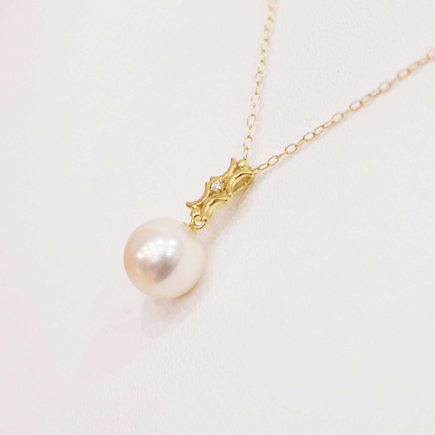 Hanadama rank White pink 8mm - 9.5mm Diamond 18K pendant necklace Akoya Pearl Real Japan Seawater pearl SIKC420 RP0007