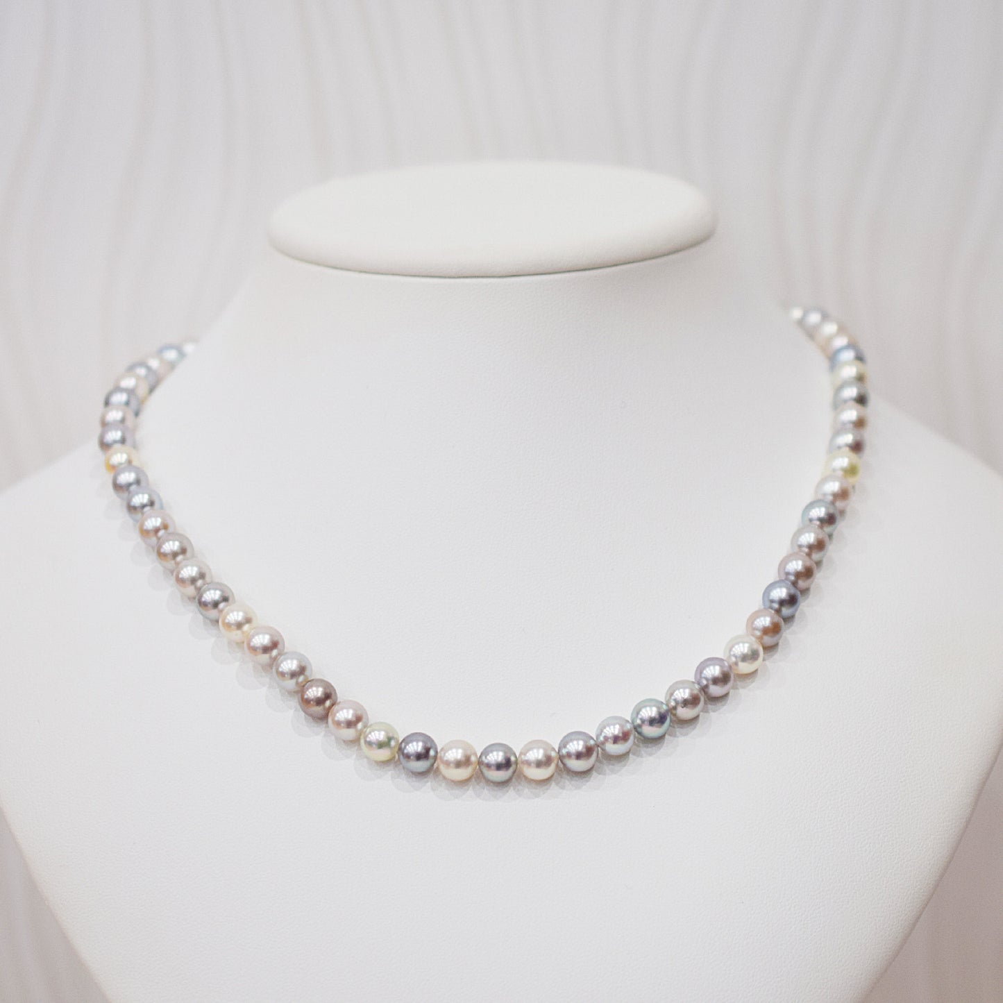 Limited to actual item Necklace Natural multi color 6.5mm - 7.3mm Real Akoya Pearl From Japan 18.1inch 46cm starand choker reenspearl
