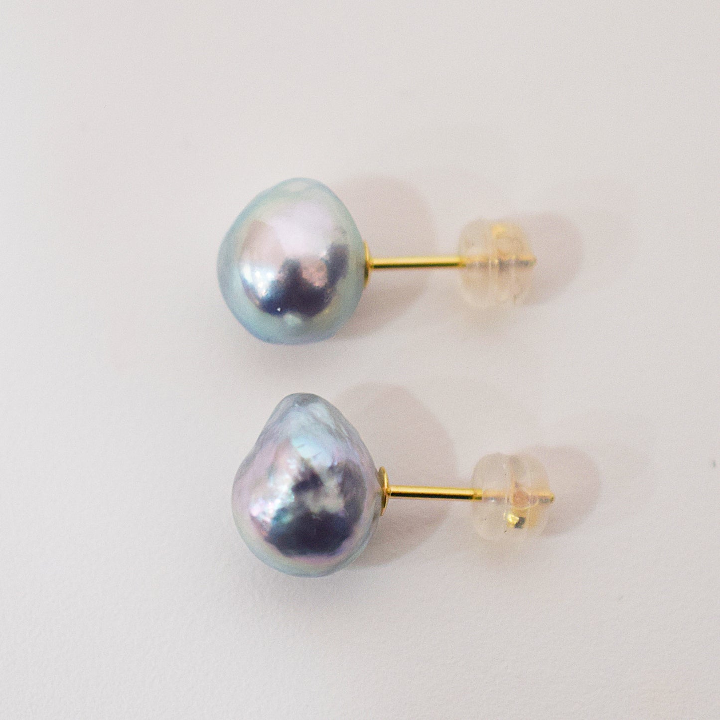 Limited to actual item Natural color akoya pearl Baroque pearl 9.5mm - 10mm 18K 14K Surgical Stainless Steel stud Earrings Japan akoyapearl