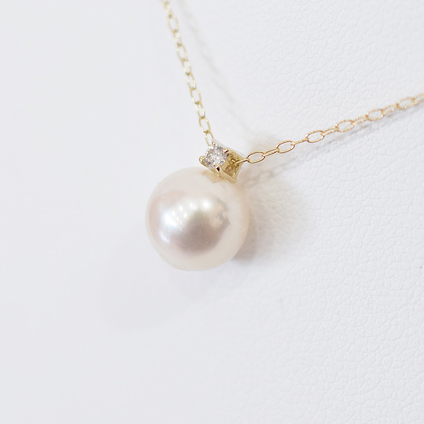 Hanadama rank White pink 8mm - 9.5mm Birthstone Diamond 10K pendant necklace Akoya Pearl Real Japan Seawater pearl