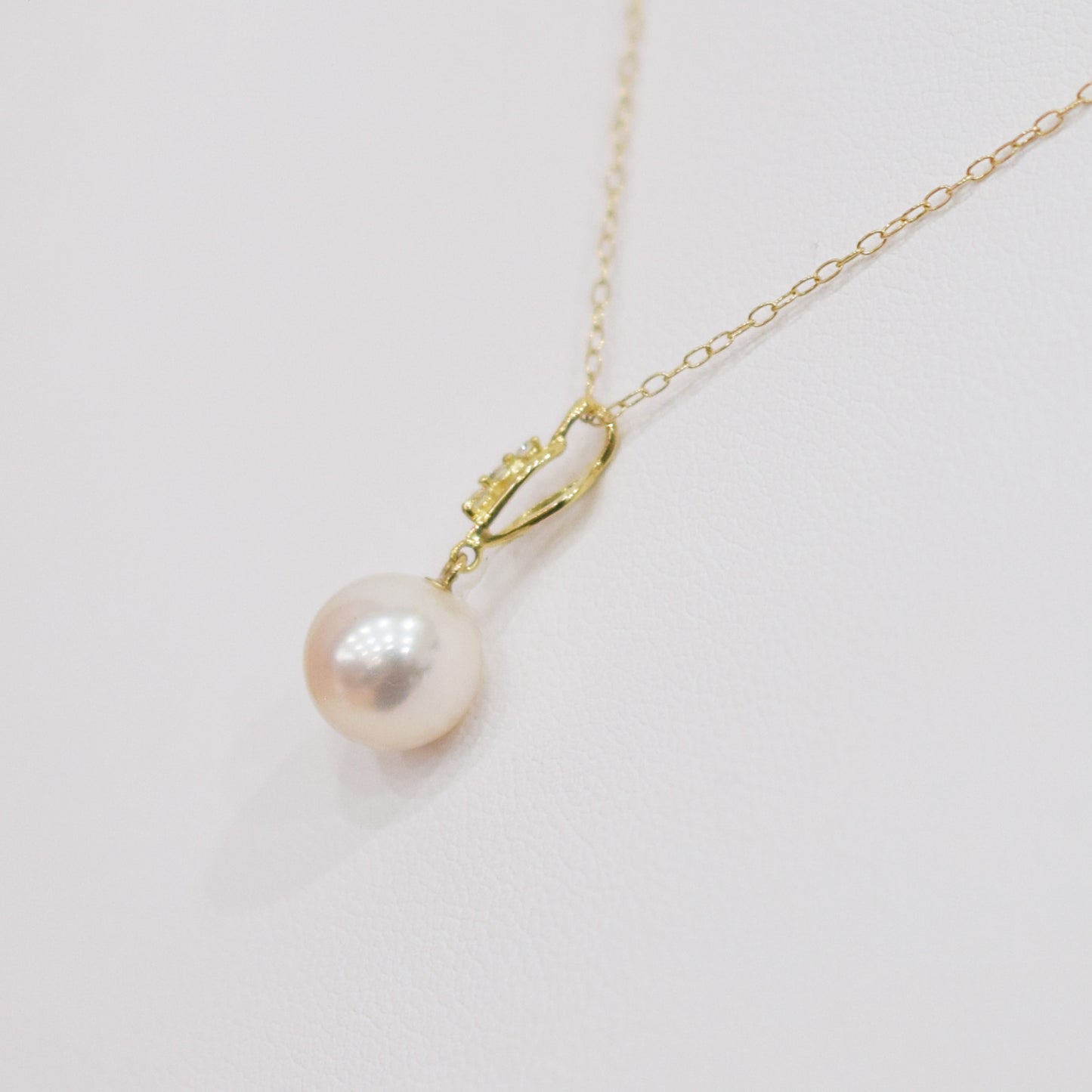 Hanadama rank White pink 8mm - 9.5mm Diamond 18K pendant necklace Akoya Pearl Real Japan Seawater pearl SIKC420 SIK00811