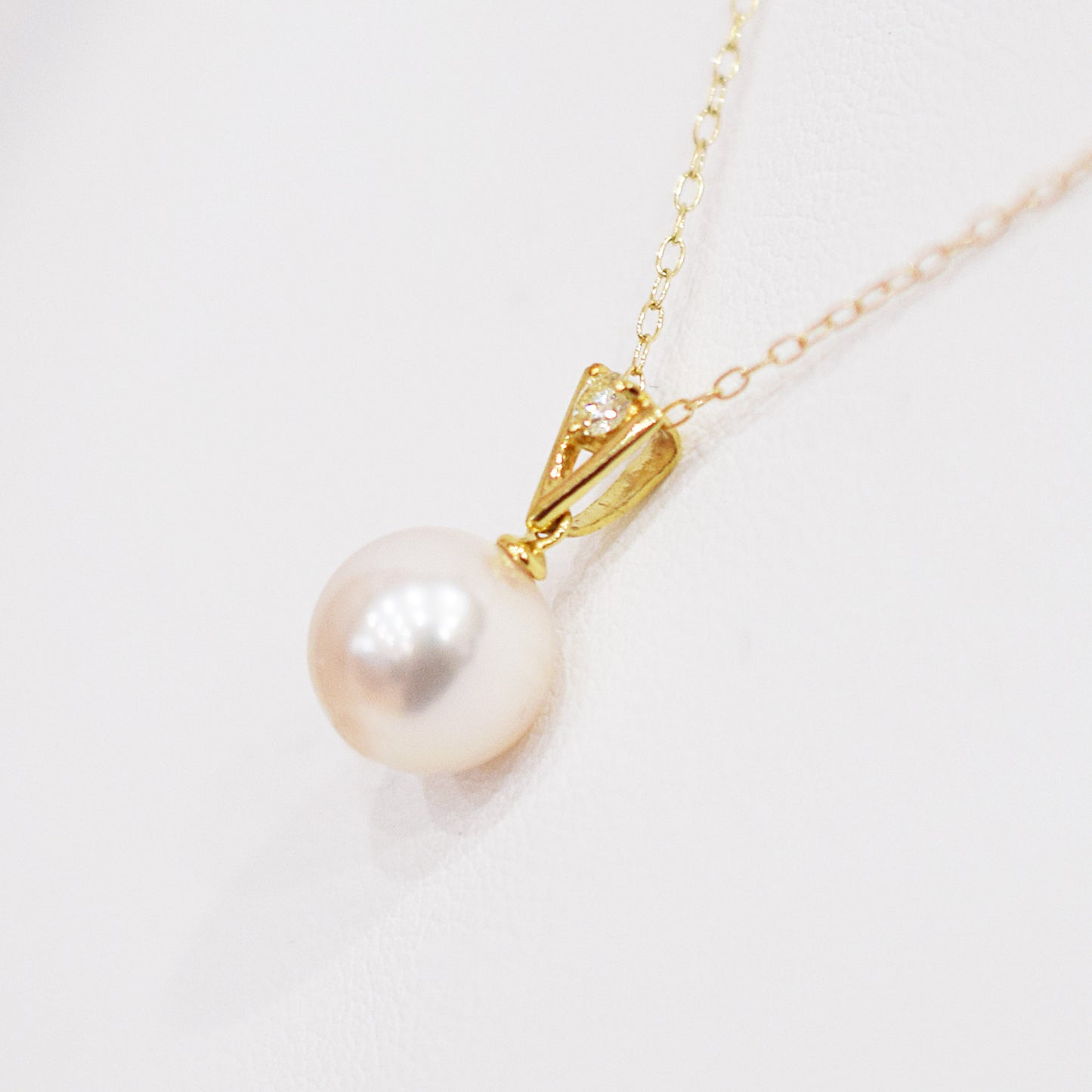 Hanadama rank White pink 8mm - 9.5mm Diamond 18K pendant necklace Akoya Pearl Real Japan Seawater pearl SIKC420 SIK00021