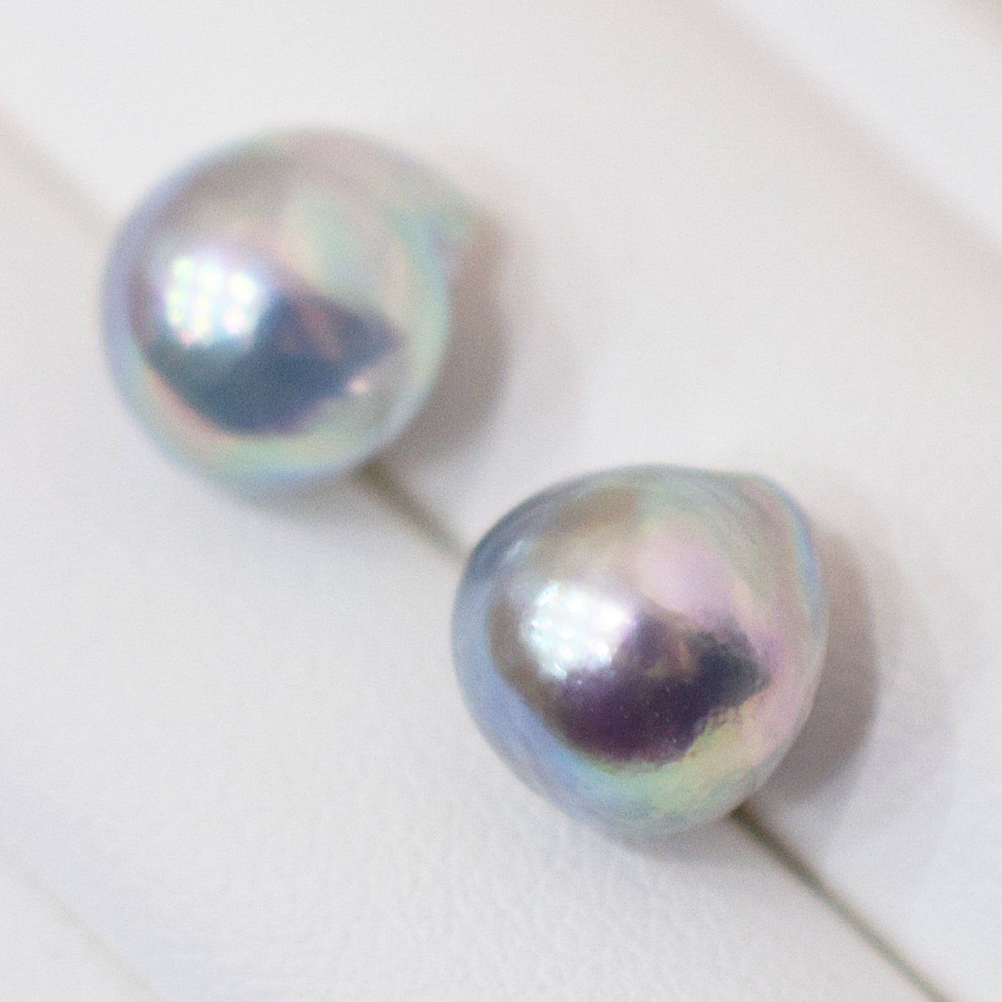 Limited to actual item Natural color akoya Baroque pearl 9.5mm - 10mm Surgical Stainless Steel Seawater Akoya Pearl Stud Earrings Japan