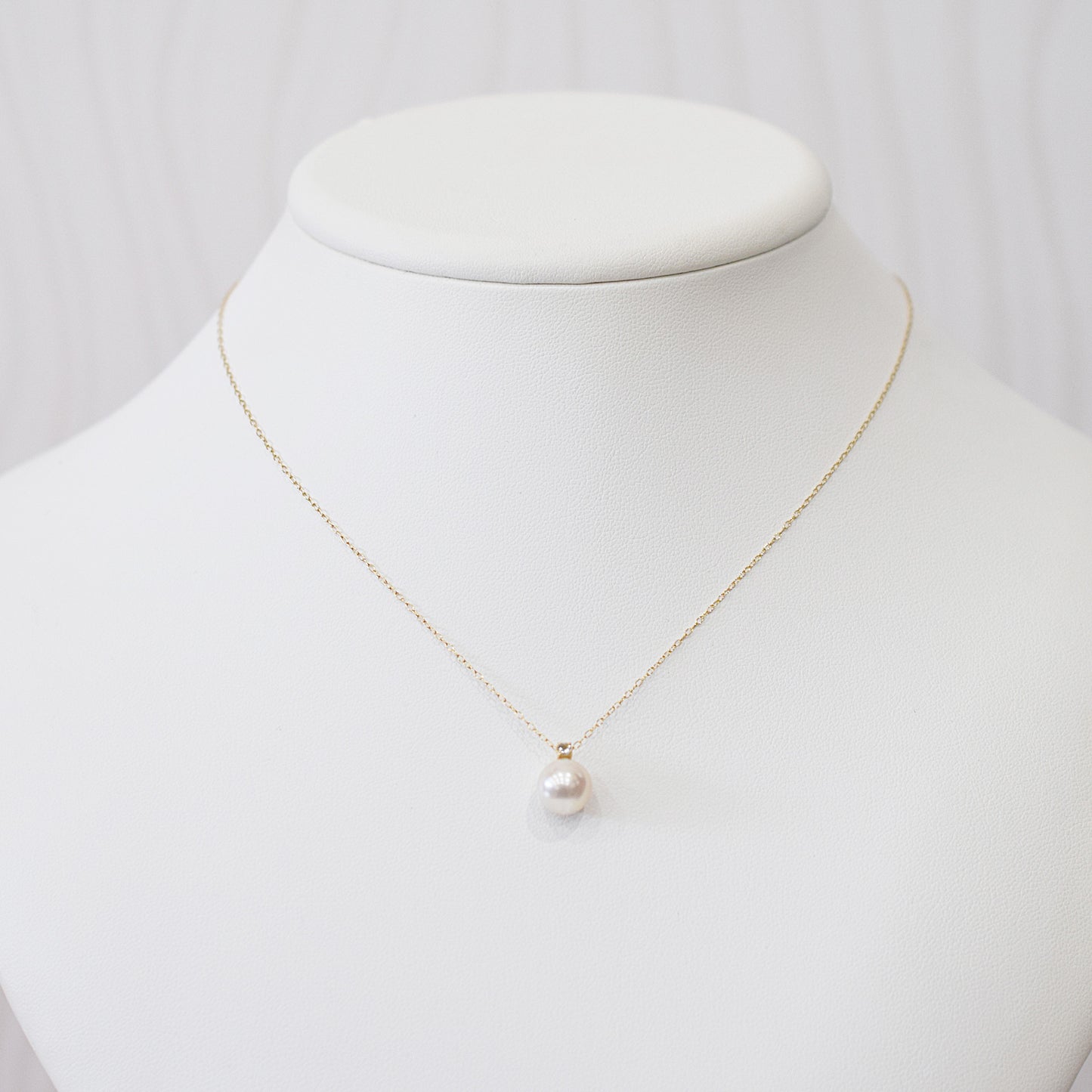 Hanadama rank White pink 8mm - 9.5mm Birthstone Aquamarine 10K pendant necklace Akoya Pearl Real Japan Seawater pearl