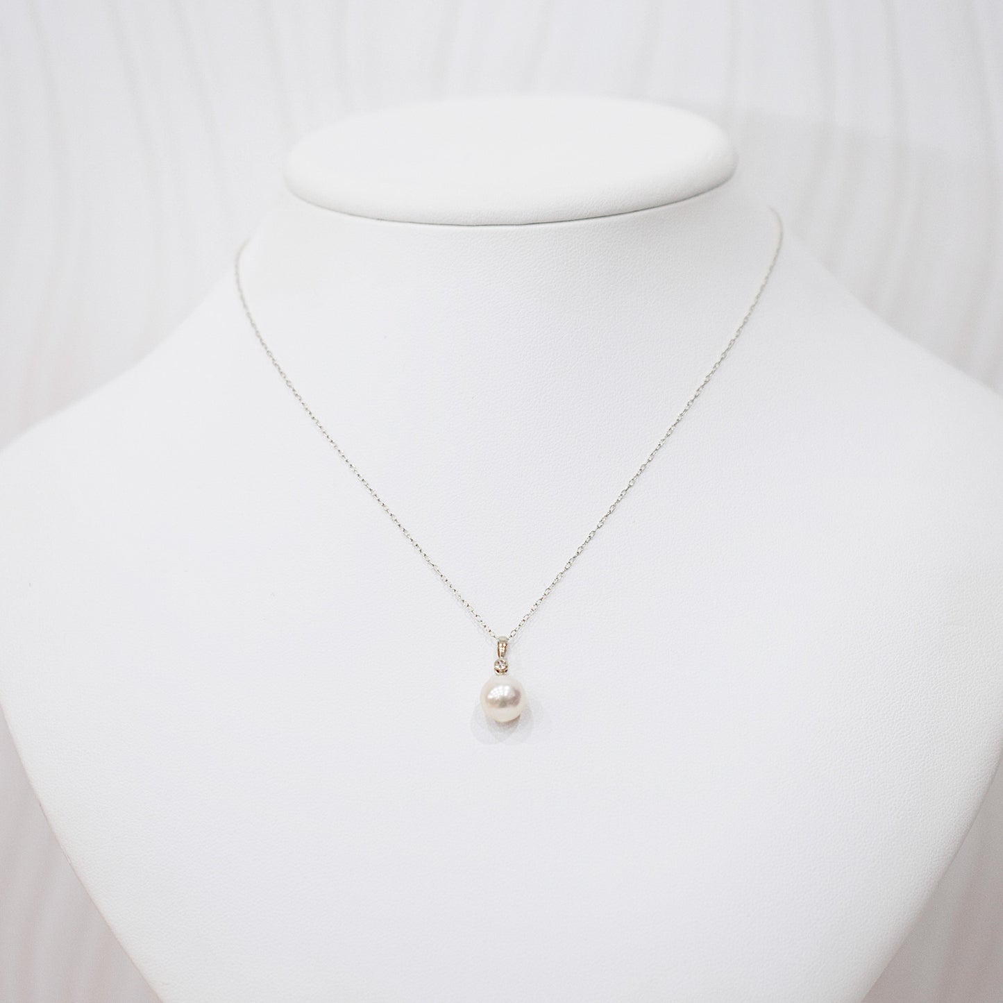Hanadama rank White pink 8mm - 9.5mm Diamond 14K pendant necklace Akoya Pearl Real Japan Seawater pearl SIKC420 RP0056
