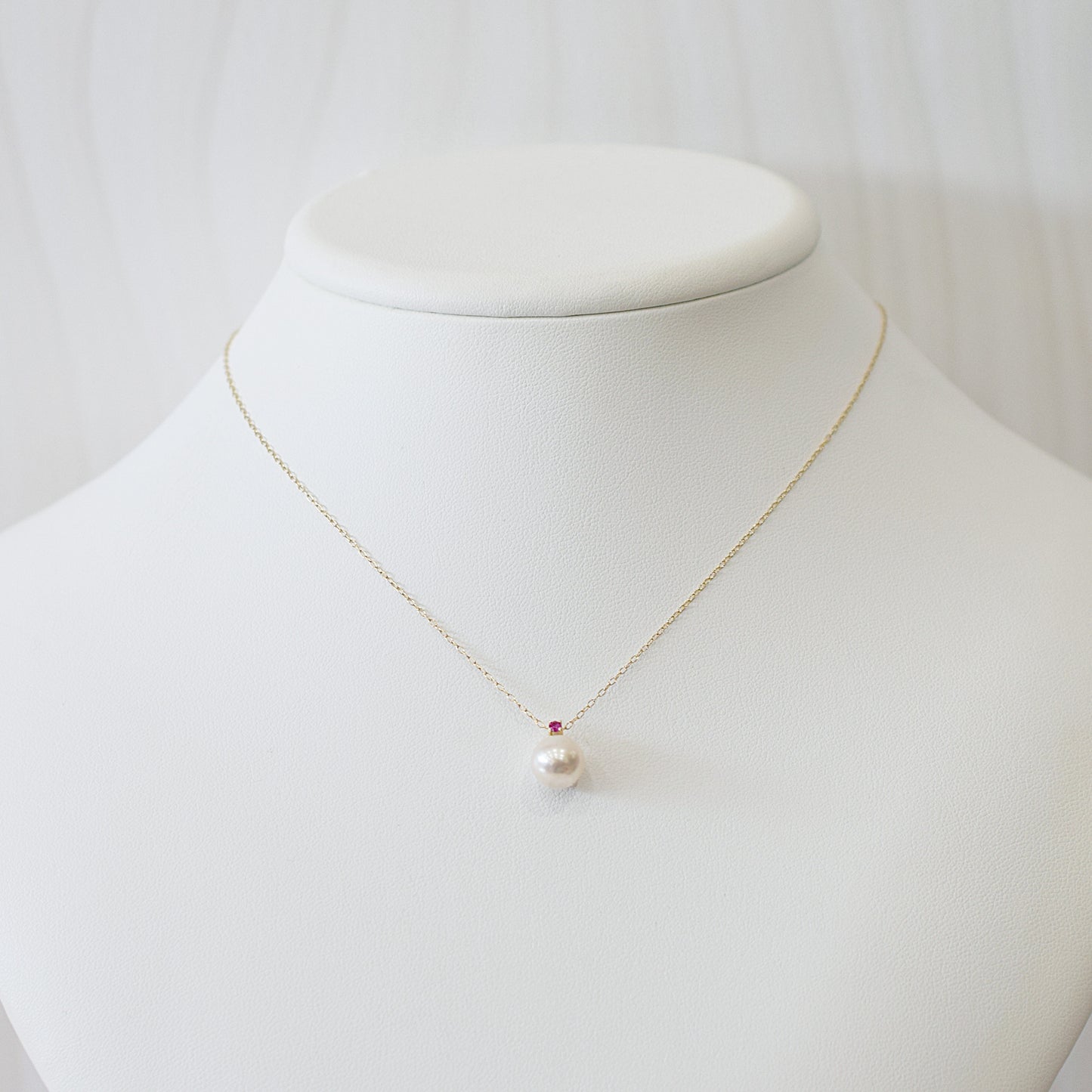 Hanadama rank White pink 8mm - 9.5mm Birthstone Ruby 10K pendant necklace Akoya Pearl Real Japan Seawater pearl