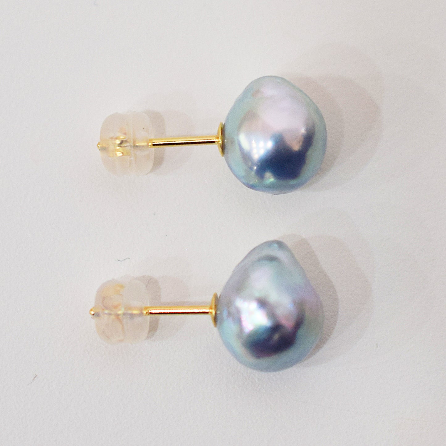 Limited to actual item Natural color akoya pearl Baroque pearl 9.5mm - 10mm 18K 14K Surgical Stainless Steel stud Earrings Japan akoyapearl