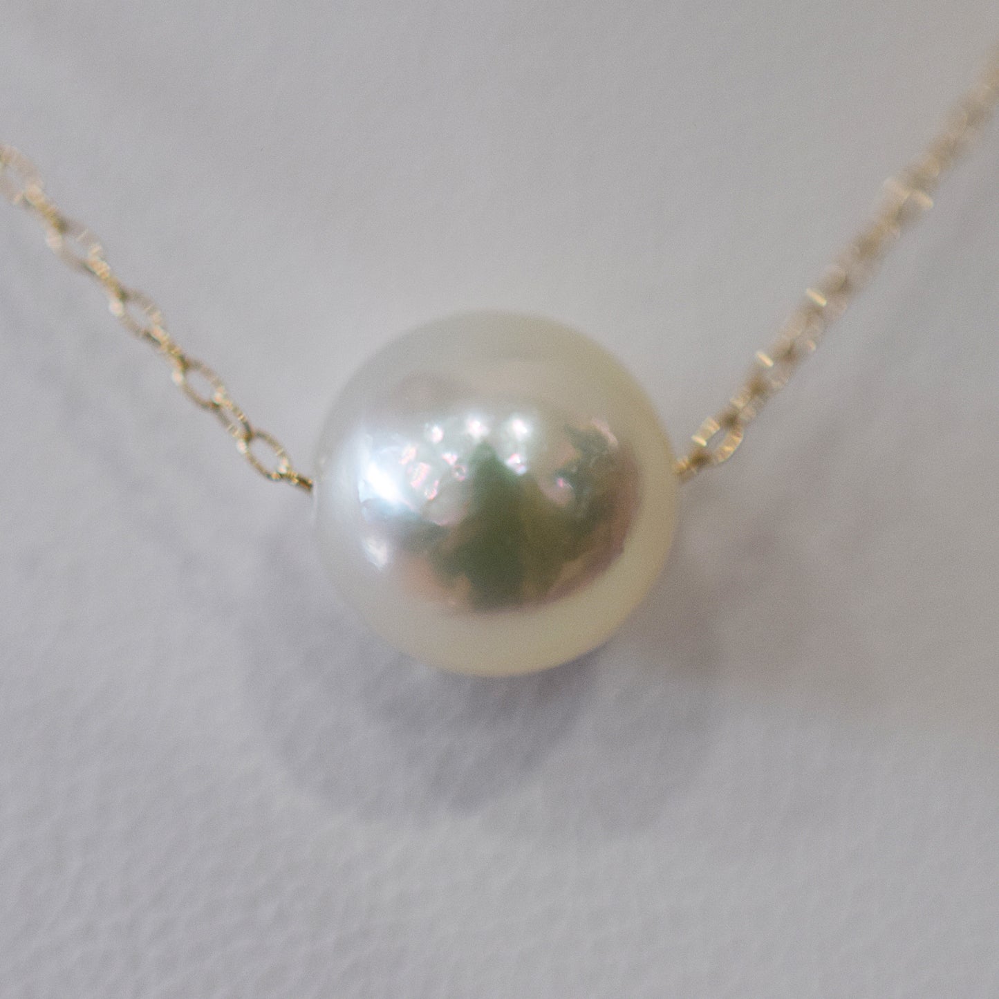<SALE> Limited to actual item Natural color 9mm - 9.5mm Semi - Round K10YG necklace Seawater Real Akoya Pearl Japan